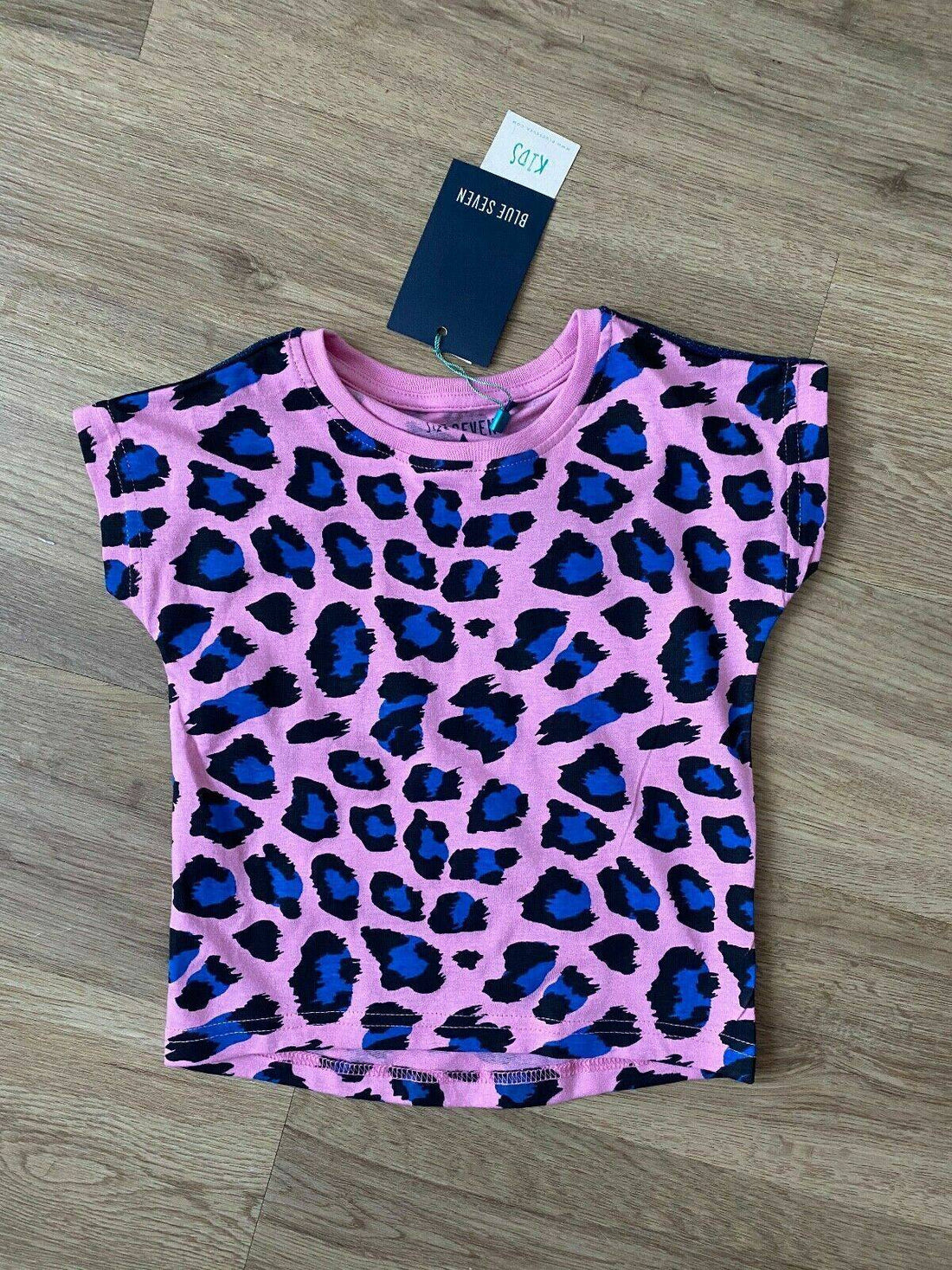 Girls Blue Seven Pink Animal Print Tee Age 2 years old t-Shirt - BB Fashion Outlet