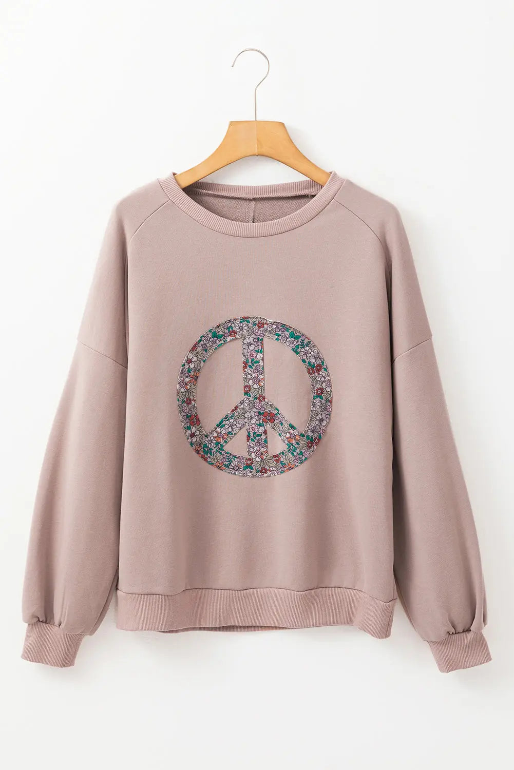 Goat Floral Peace Symbol Drop Shoulder Sweatshirt Beagle Boutique Fashion Outlet