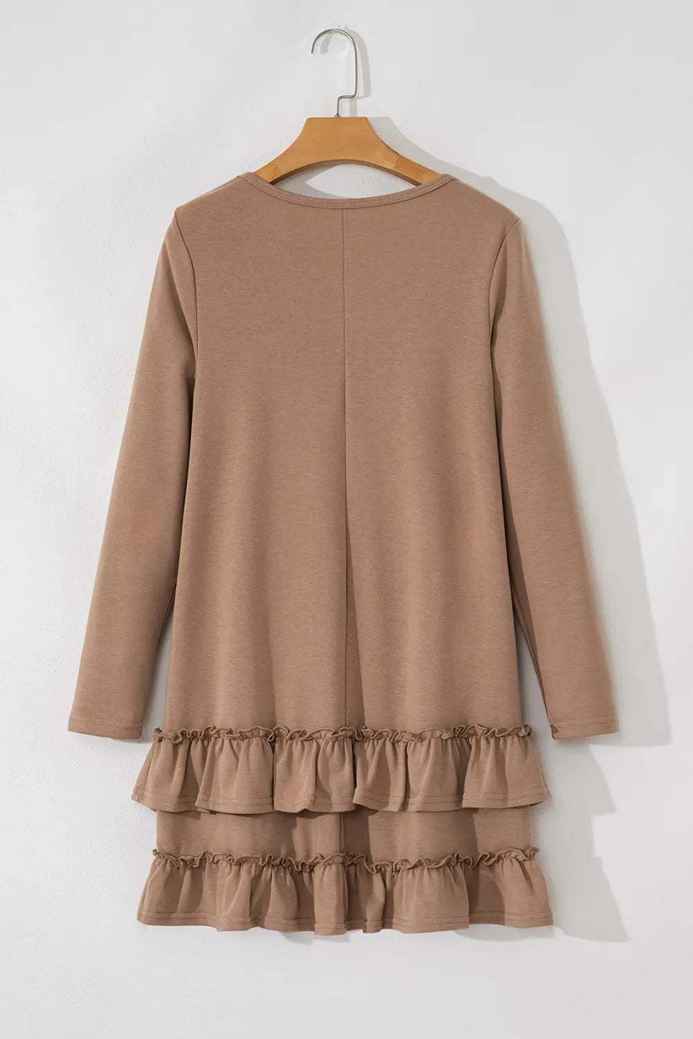 Goat Scoop Neck Tiered Ruffled Hem Long Sleeve Mini Dress Beagle Boutique Fashion Outlet