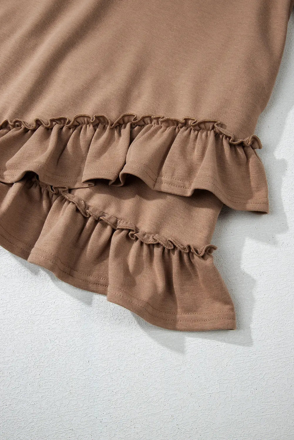 Goat Scoop Neck Tiered Ruffled Hem Long Sleeve Mini Dress Beagle Boutique Fashion Outlet