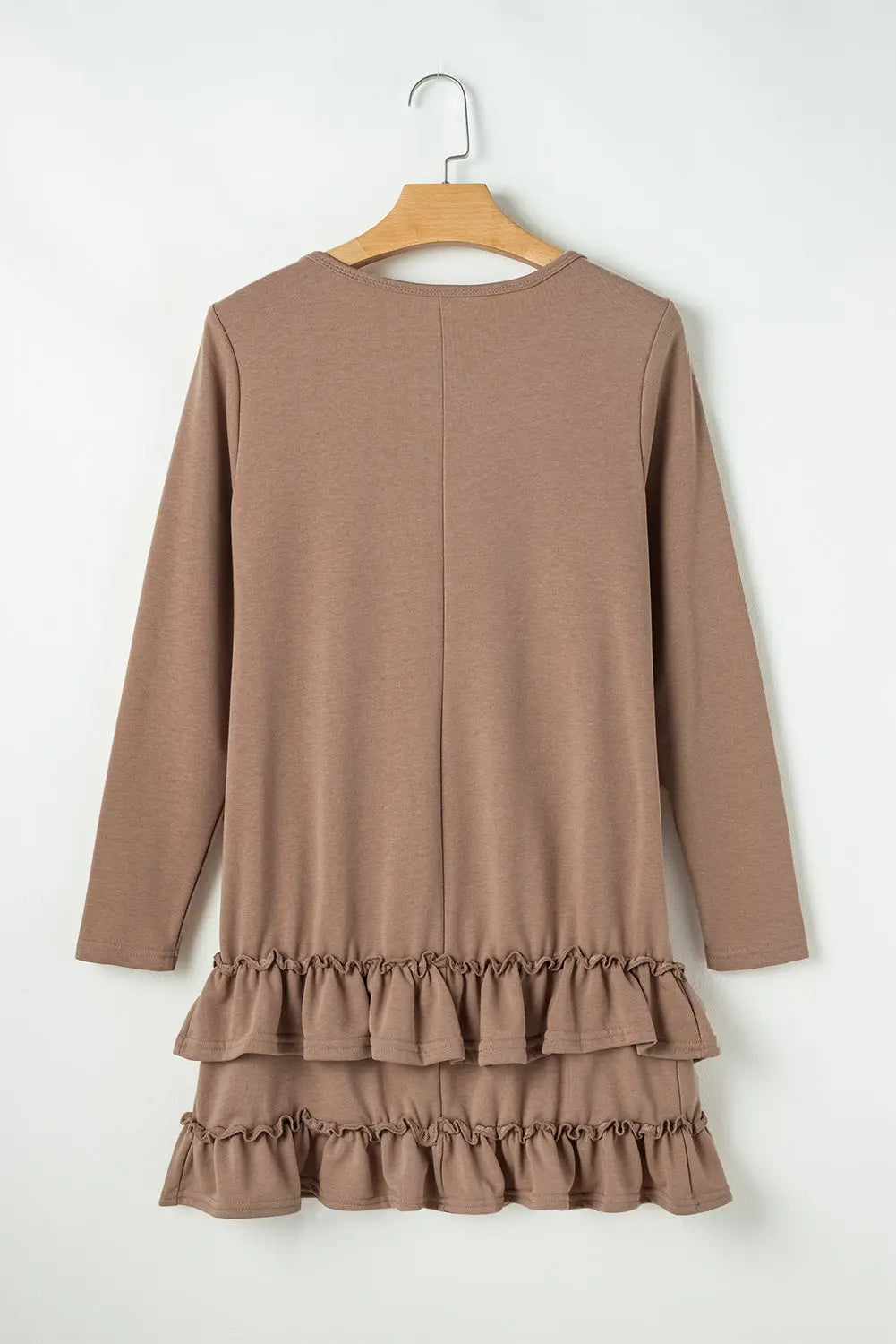 Goat Scoop Neck Tiered Ruffled Hem Long Sleeve Mini Dress Beagle Boutique Fashion Outlet