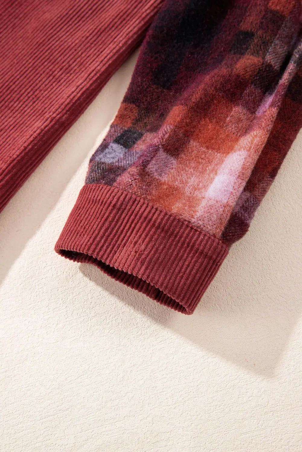 Gold Flame Checker Patchwork Raw Edge Oversized Corduroy Jacket - eAura