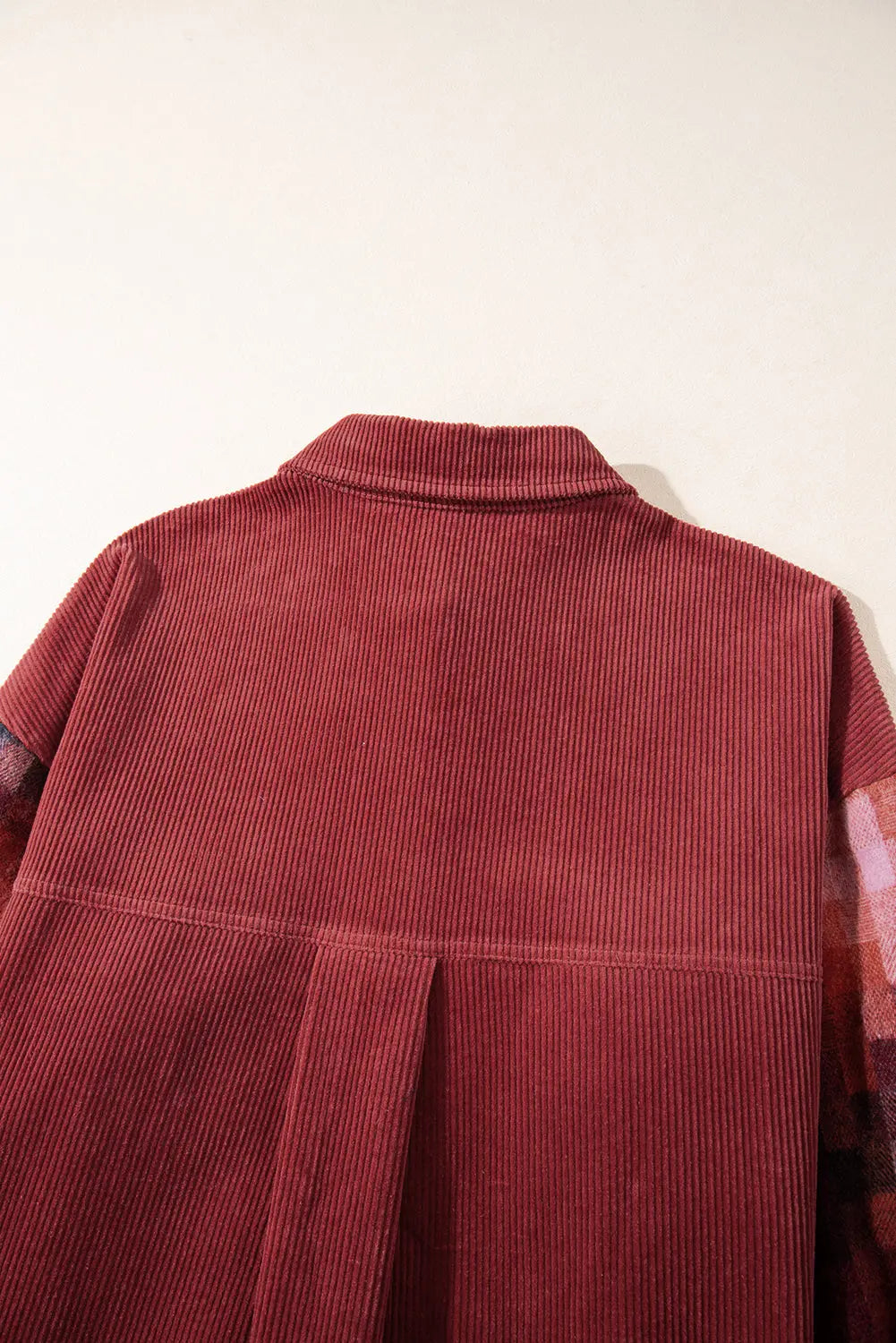 Gold Flame Checker Patchwork Raw Edge Oversized Corduroy Jacket - eAura