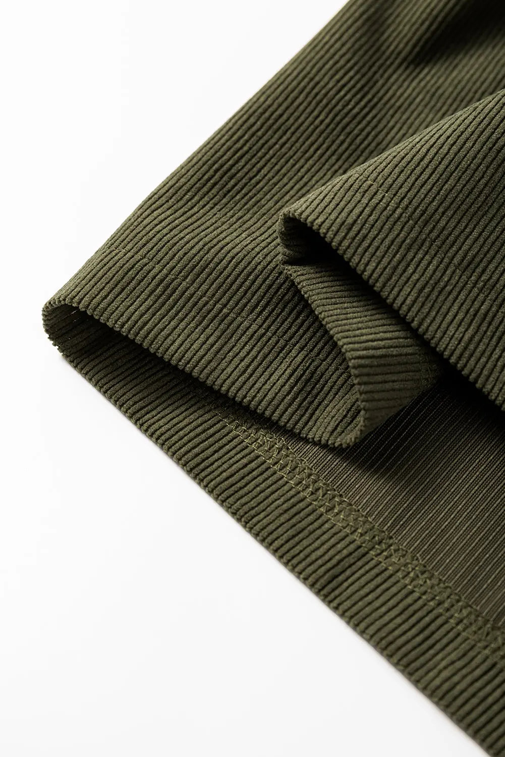 Gold Flame Corduroy Snap Buttons Empire Waist Bracelet Sleeve Dress - eAura