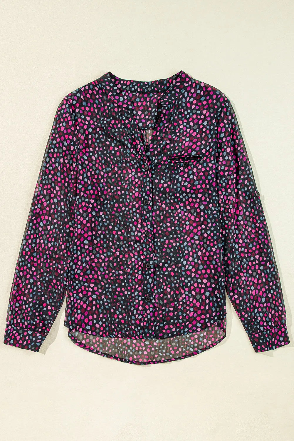 Grape Wine Polka Dot Printed Buttoned Casual Shirt Beagle Boutique Fashion Outlet