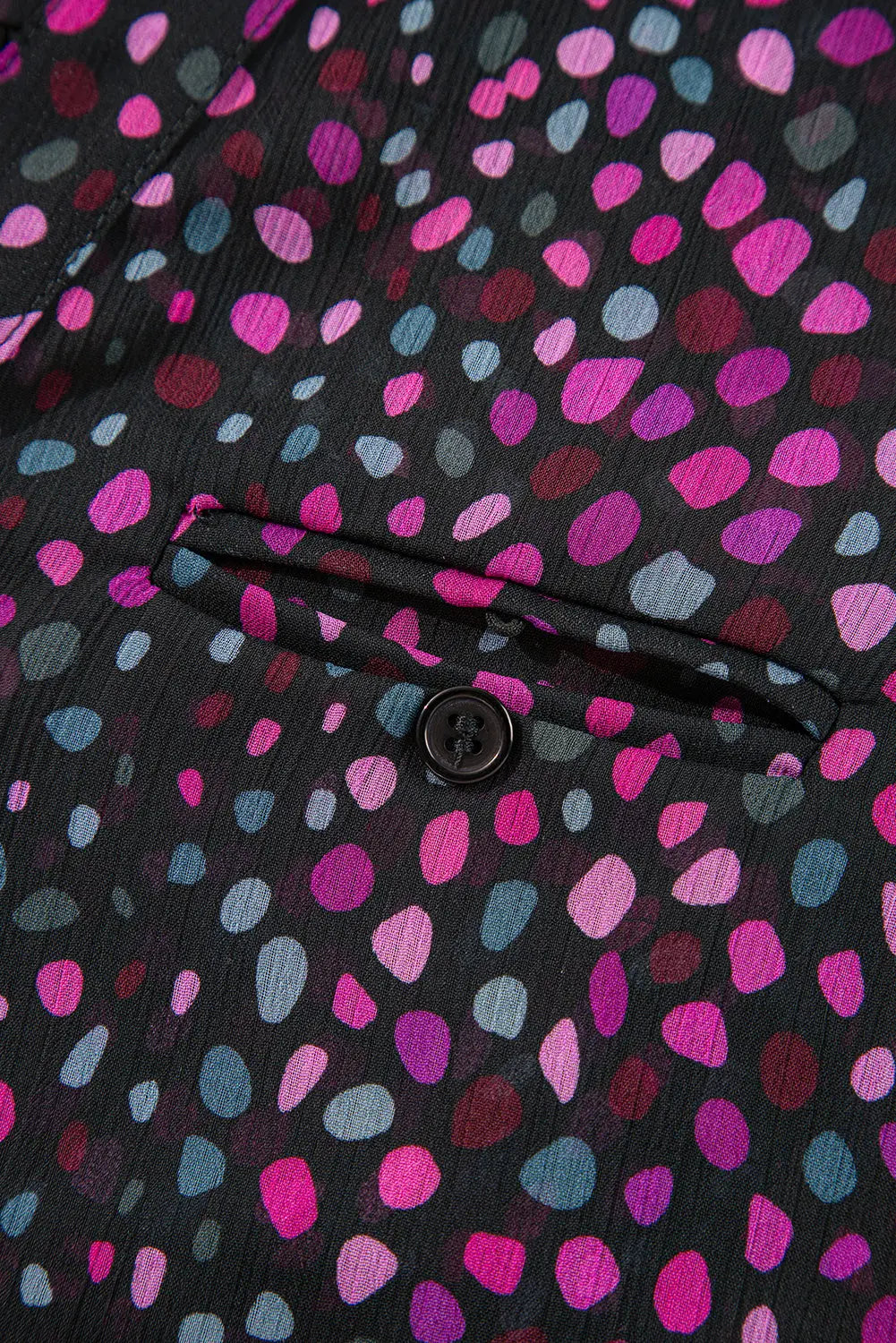 Grape Wine Polka Dot Printed Buttoned Casual Shirt Beagle Boutique Fashion Outlet