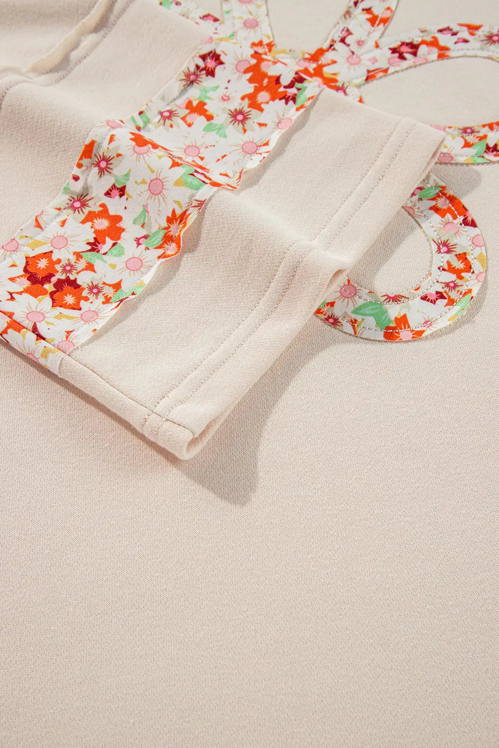 Grapefruit Orange Flower Patch Graphic Exposed Seam Wide Sleeve Top eAura