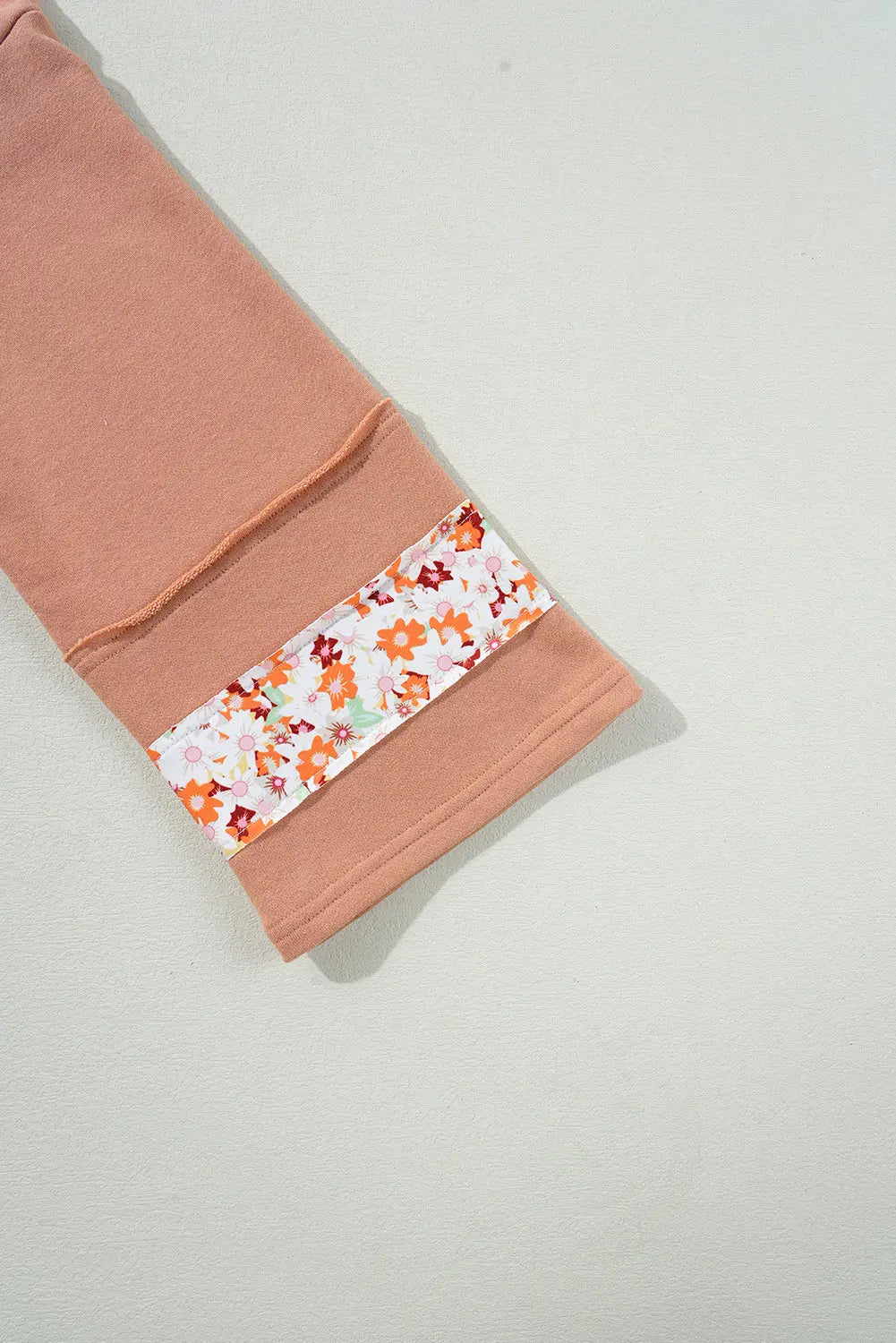 Grapefruit Orange Flower Patch Graphic Exposed Seam Wide Sleeve Top eAura