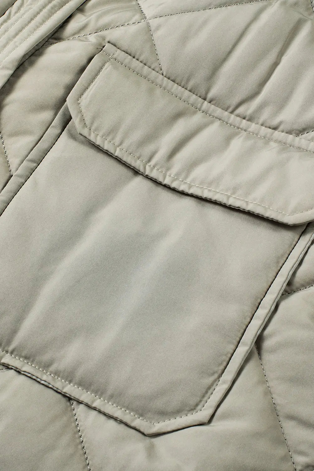 Grass Green Quilted Long Sleeveless Coat with Pockets eAura
