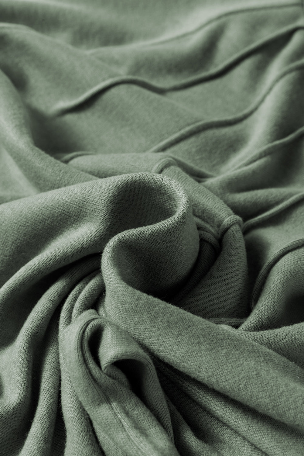 Grass Green Seam Detail Lace Contrast Cuffs Raglan Sleeve Top - eAura