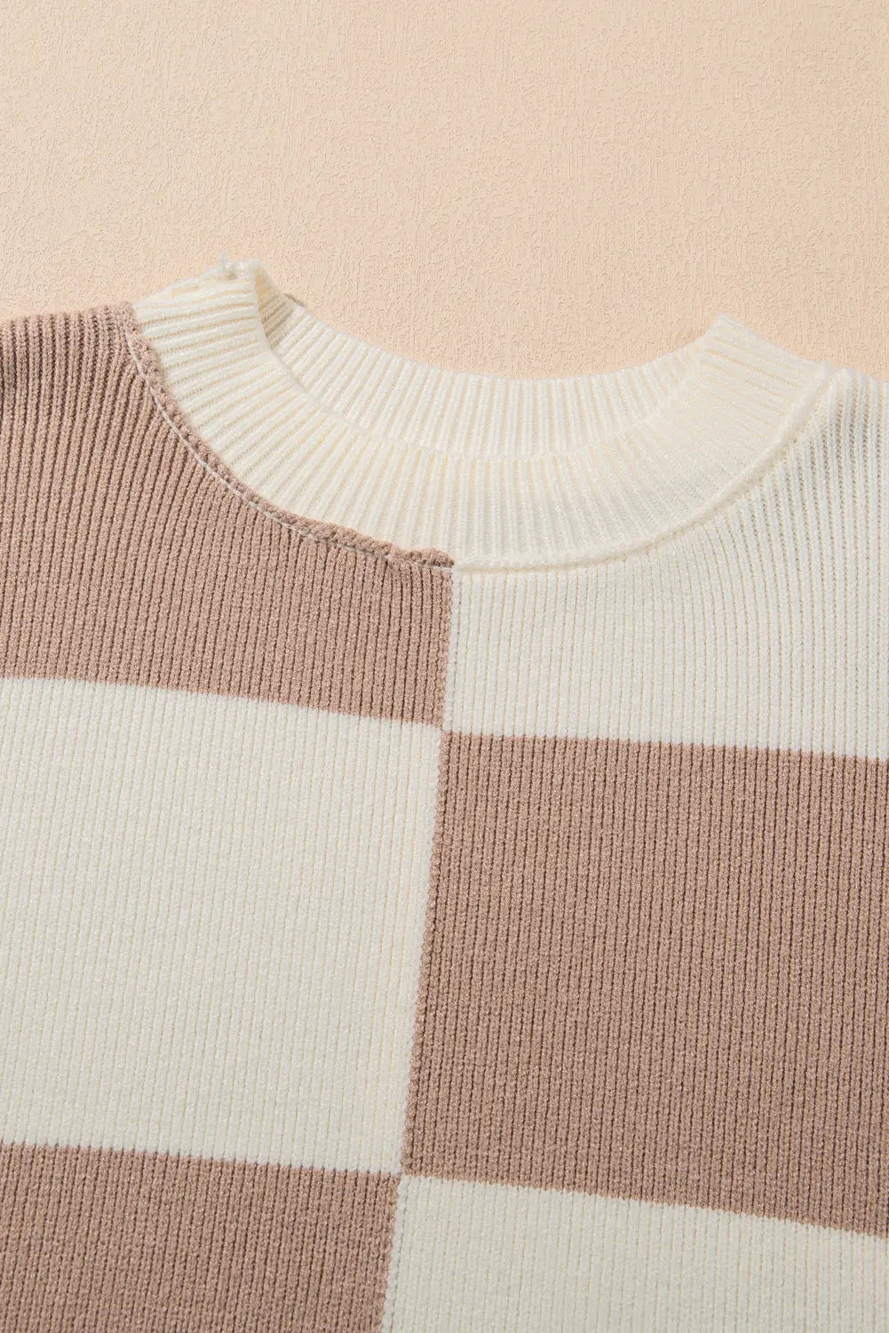 Green Checkered Side Slits Drop Shoulder Oversized Sweater Beagle Boutique Fashion Outlet