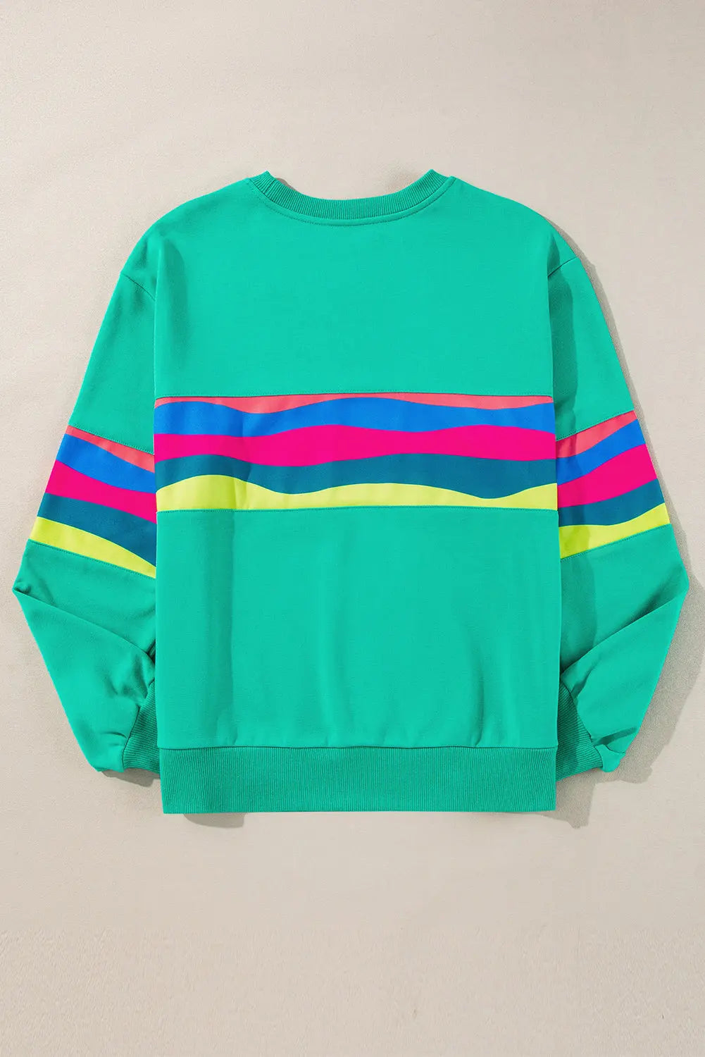 Green Colourful Striped Accent Long Sleeve T Shirt Beagle Boutique Fashion Outlet