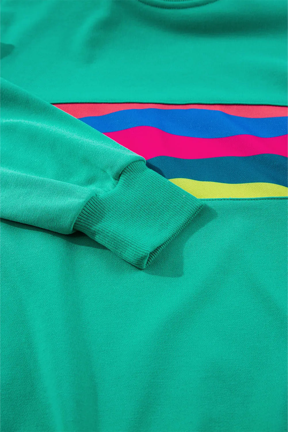 Green Colourful Striped Accent Long Sleeve T Shirt Beagle Boutique Fashion Outlet