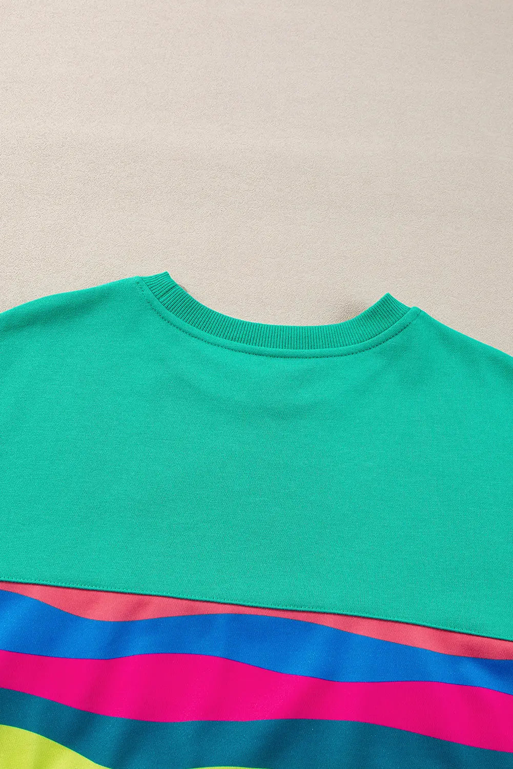 Green Colourful Striped Accent Long Sleeve T Shirt Beagle Boutique Fashion Outlet