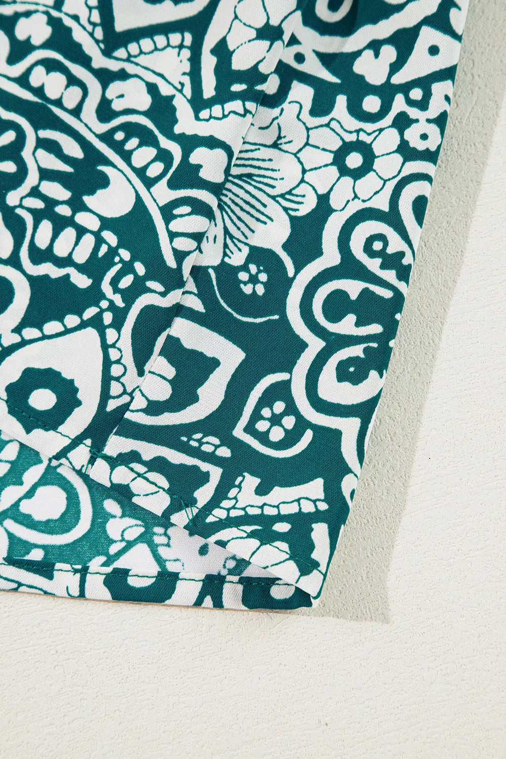 Green Floral Flounce Sleeve Split Neck Plus Size Dress - eAura