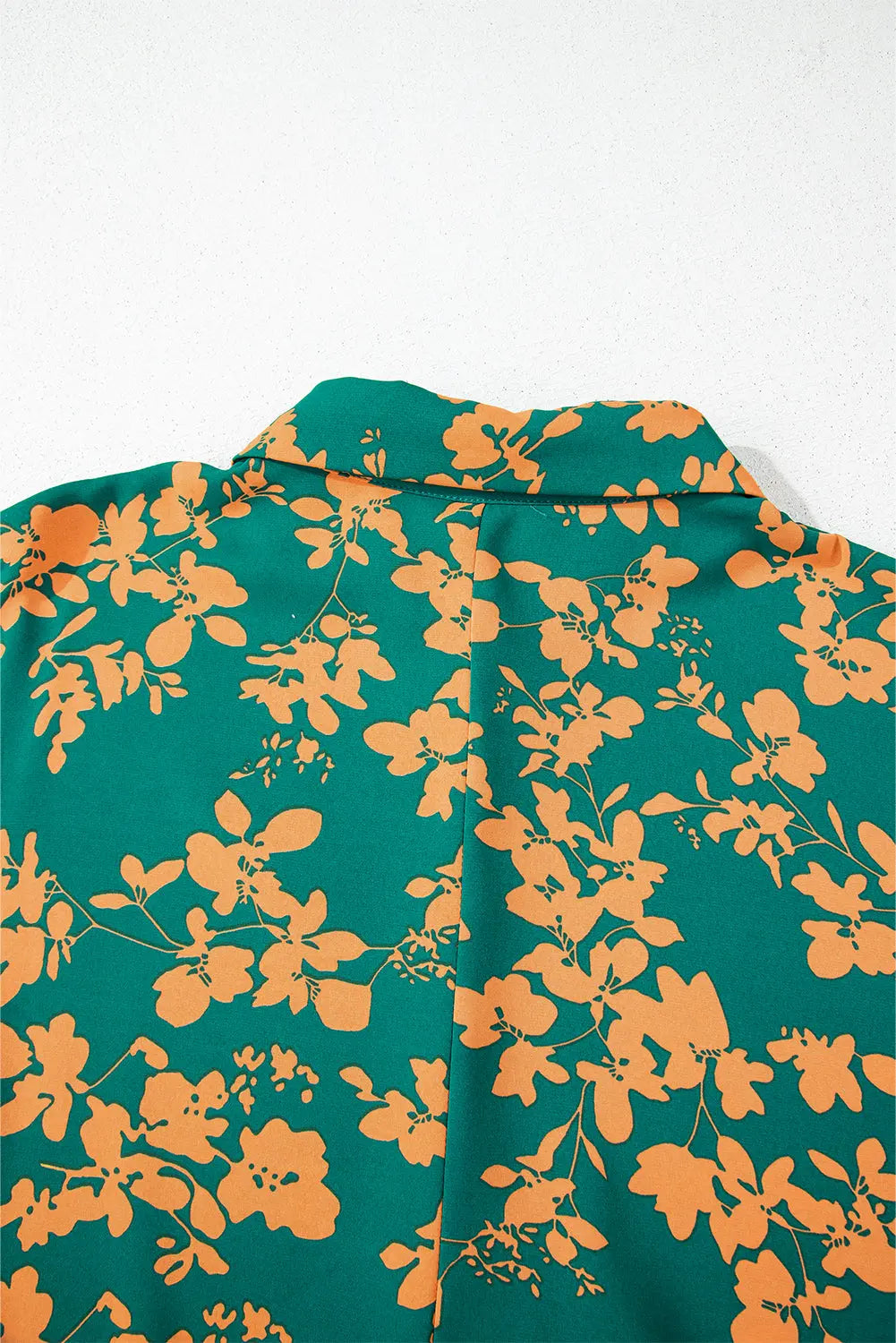 Green Floral Print Drawstring Tunic Flowy Short Dress eAura