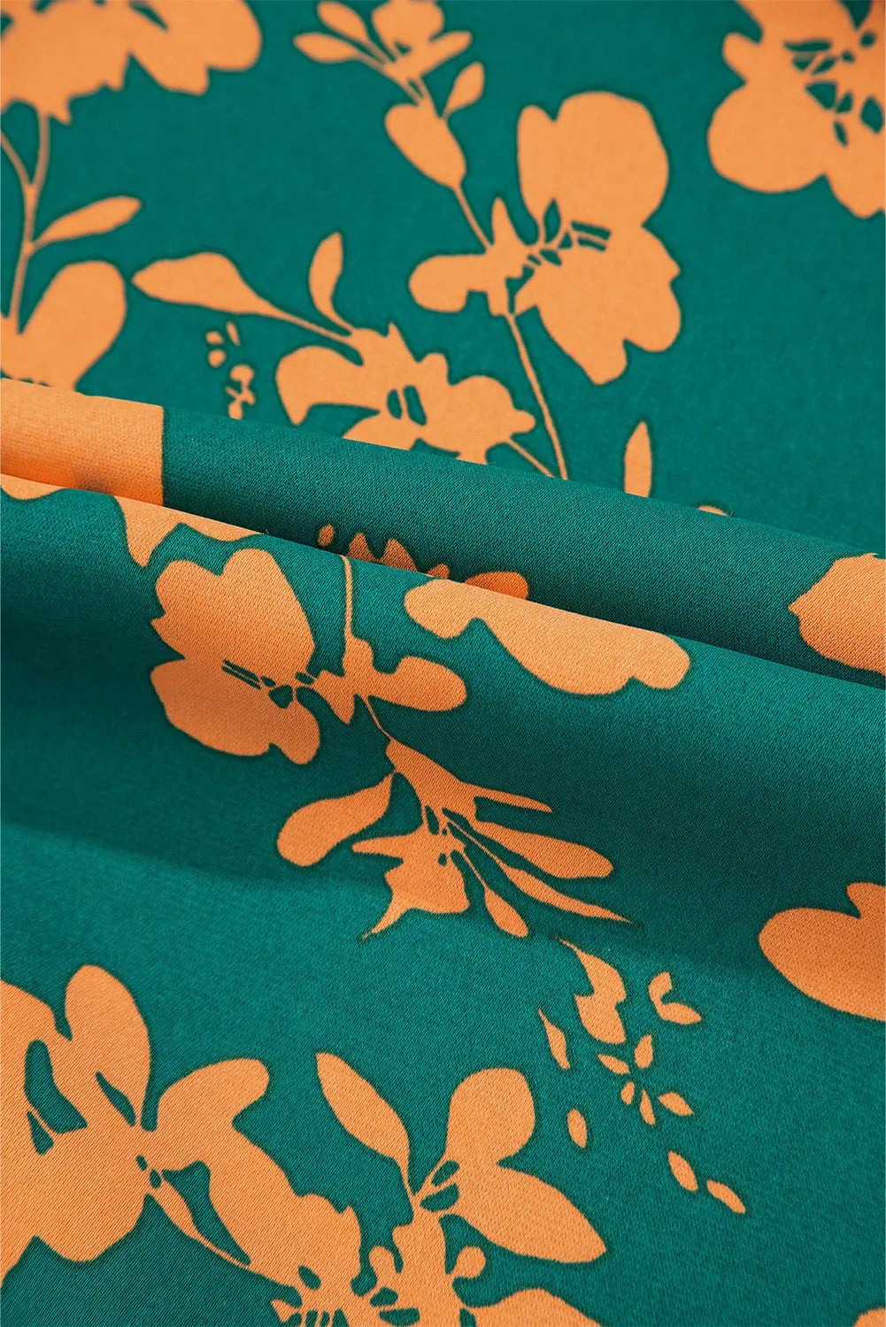 Green Floral Print Drawstring Tunic Flowy Short Dress eAura