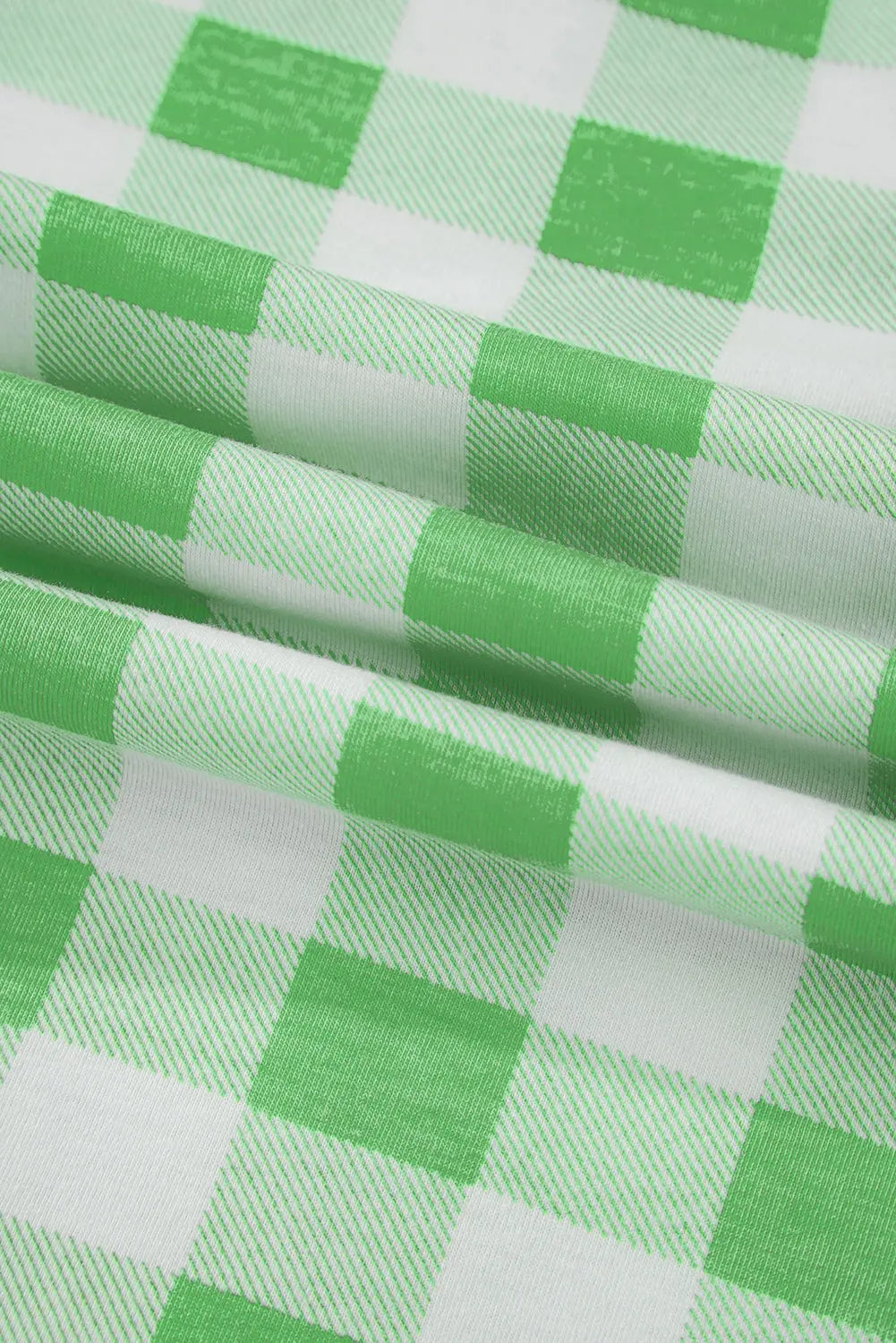 Green Plaid Print Contrast Trim Long Sleeve Plus Size Pyjamas Set Beagle Boutique Fashion Outlet