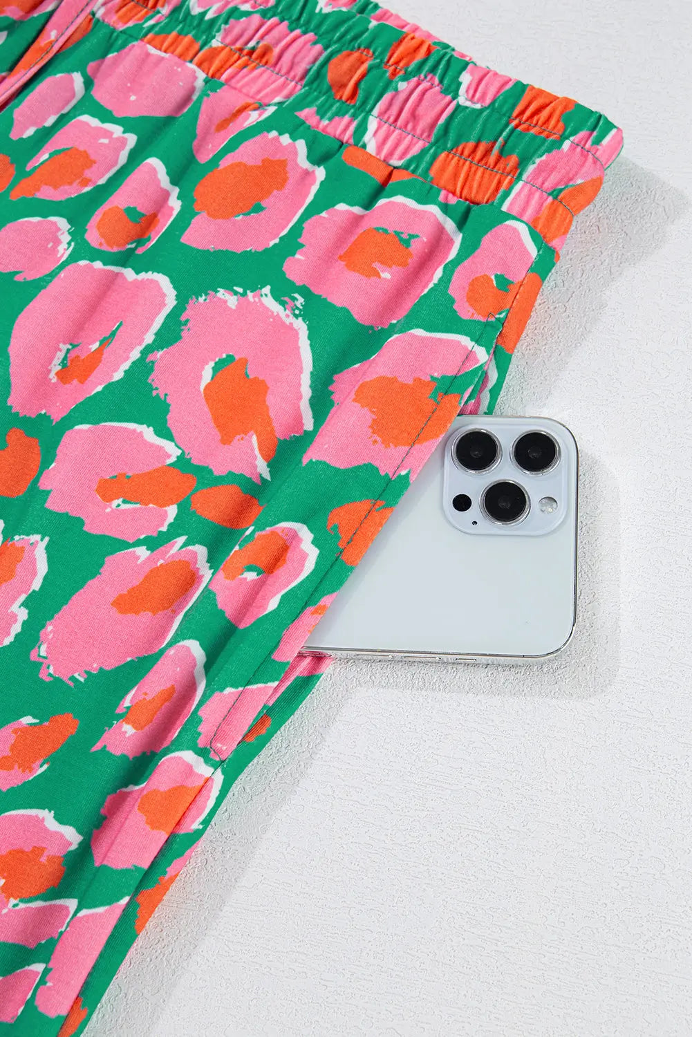 Green Plus Size Printed Long Sleeve and Trousers Lounge Set - eAura