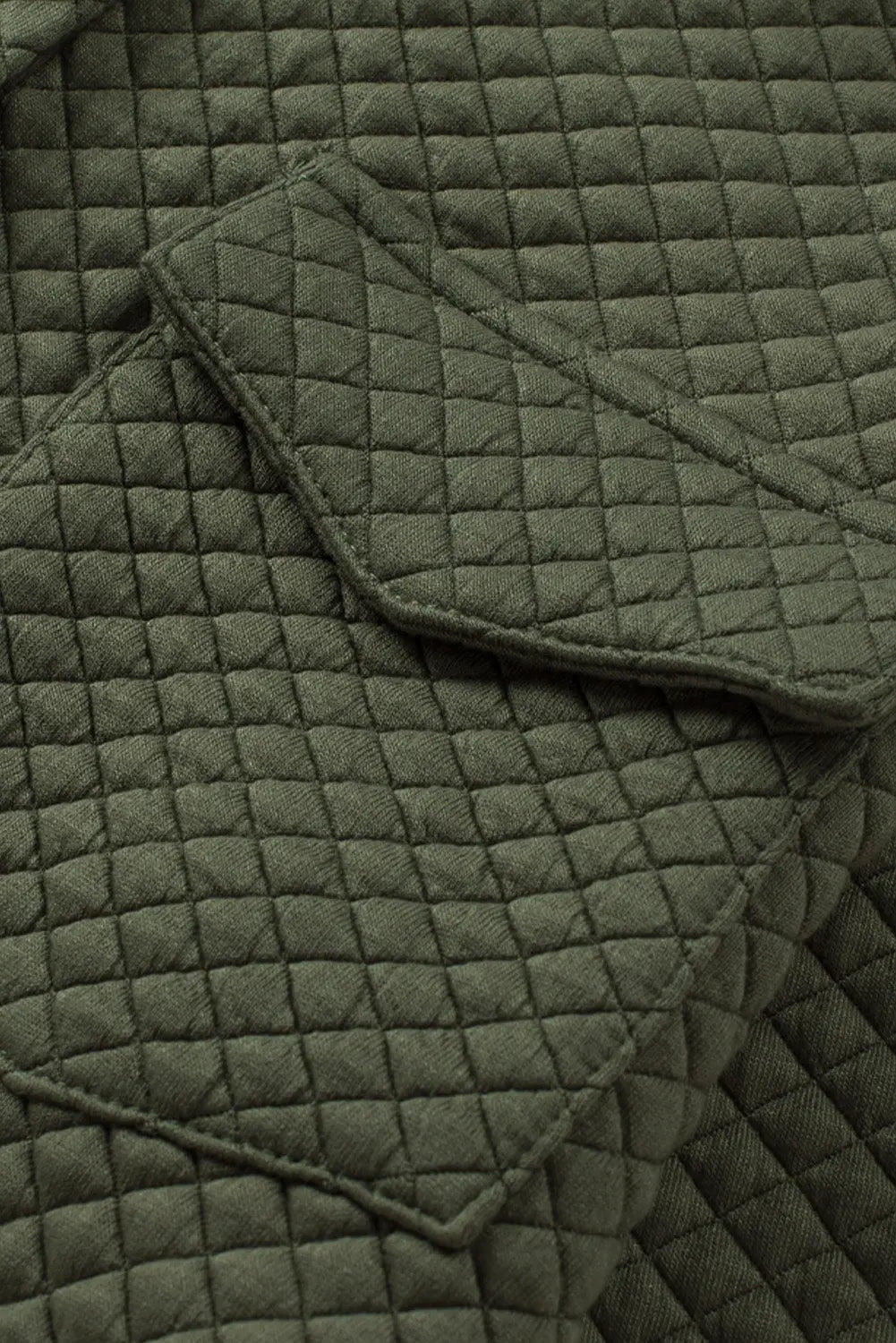 Green Retro Quilted Flap Pocket Button Shacket - eAura