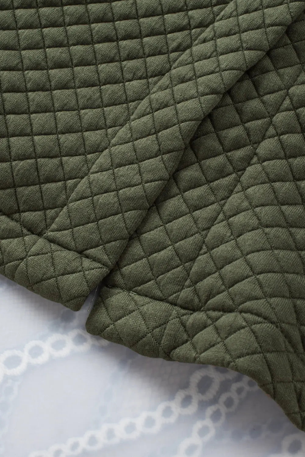 Green Retro Quilted Flap Pocket Button Shacket - eAura