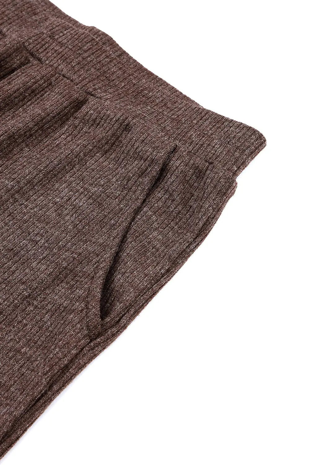 Green Ribbed Knit Collared Henley Top and Trousers Lounge Outfit eAura