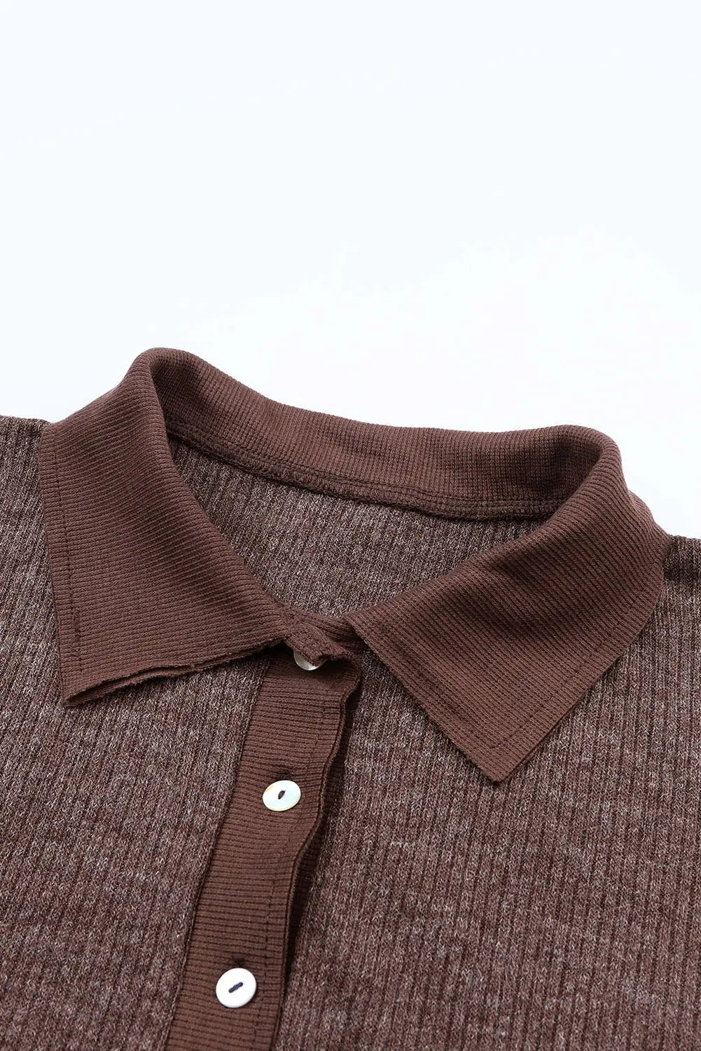 Green Ribbed Knit Collared Henley Top and Trousers Lounge Outfit eAura