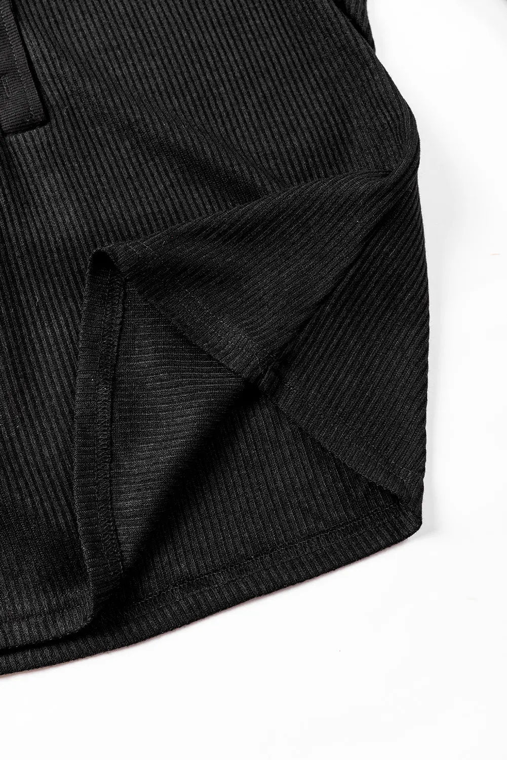 Green Ribbed Knit Collared Henley Top and Trousers Lounge Outfit eAura