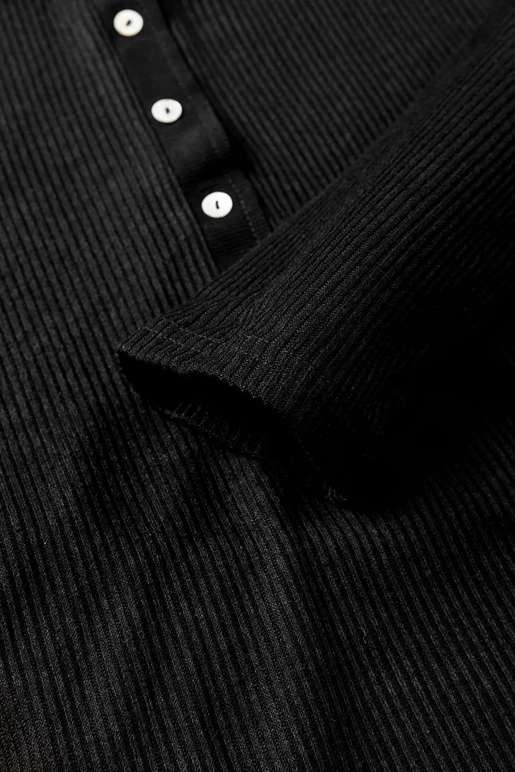 Green Ribbed Knit Collared Henley Top and Trousers Lounge Outfit eAura