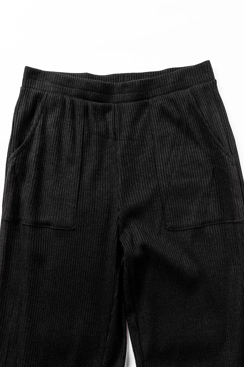 Green Ribbed Knit Collared Henley Top and Trousers Lounge Outfit eAura