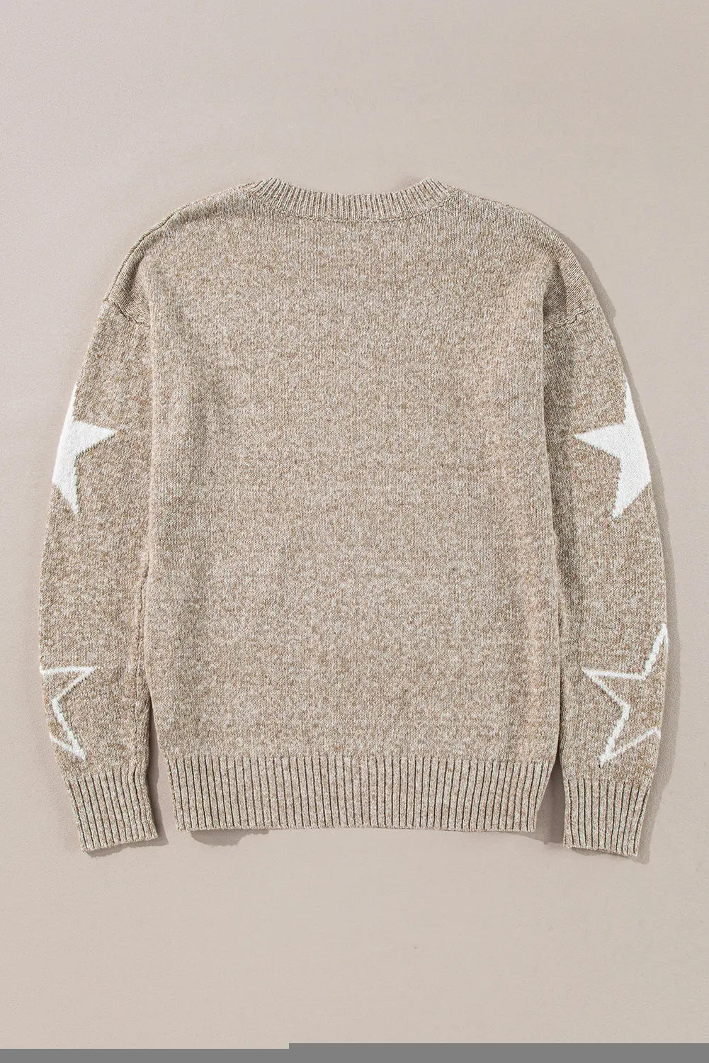 Green Star Pattern Drop Shoulder Sweater Beagle Boutique Fashion Outlet