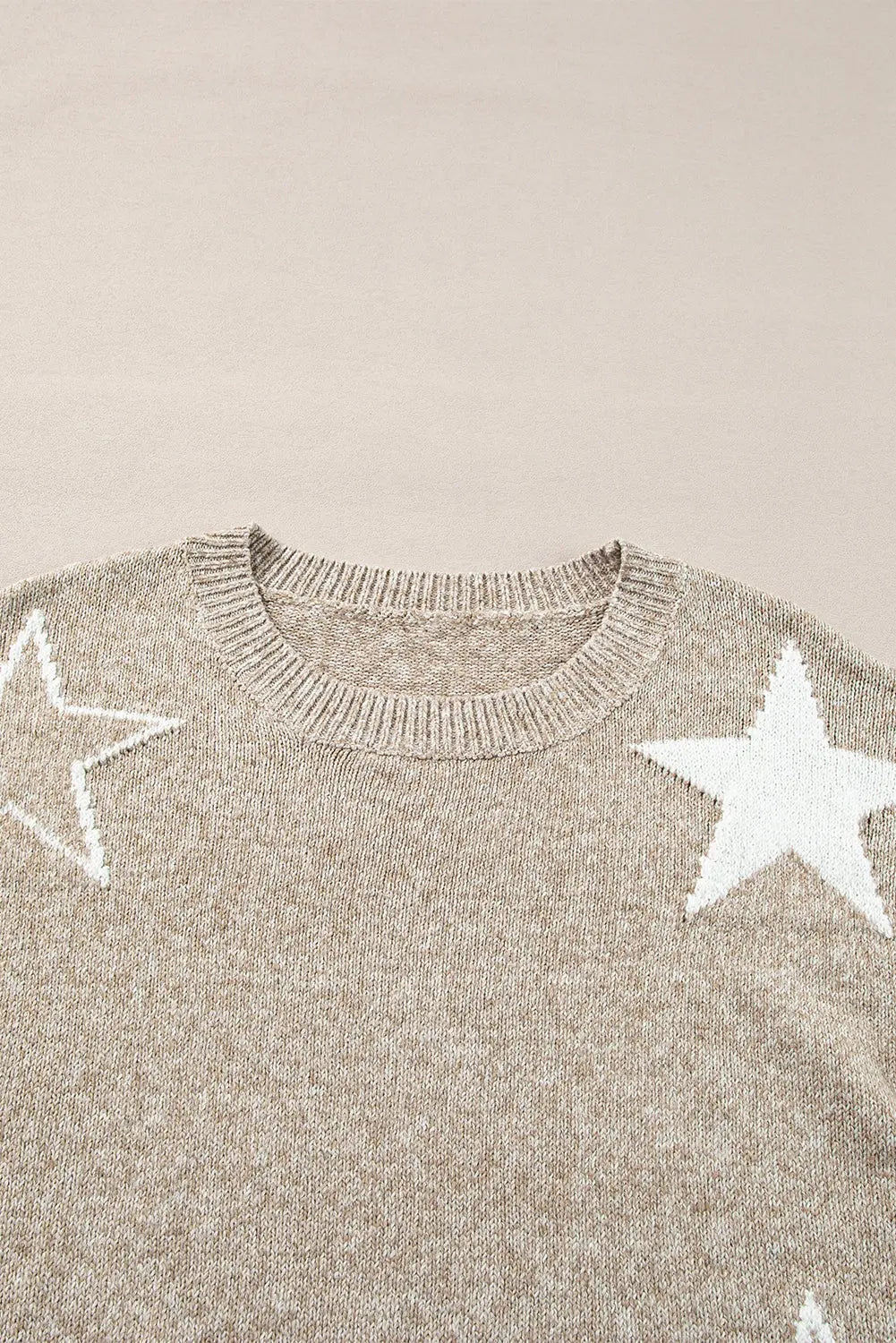 Green Star Pattern Drop Shoulder Sweater Beagle Boutique Fashion Outlet