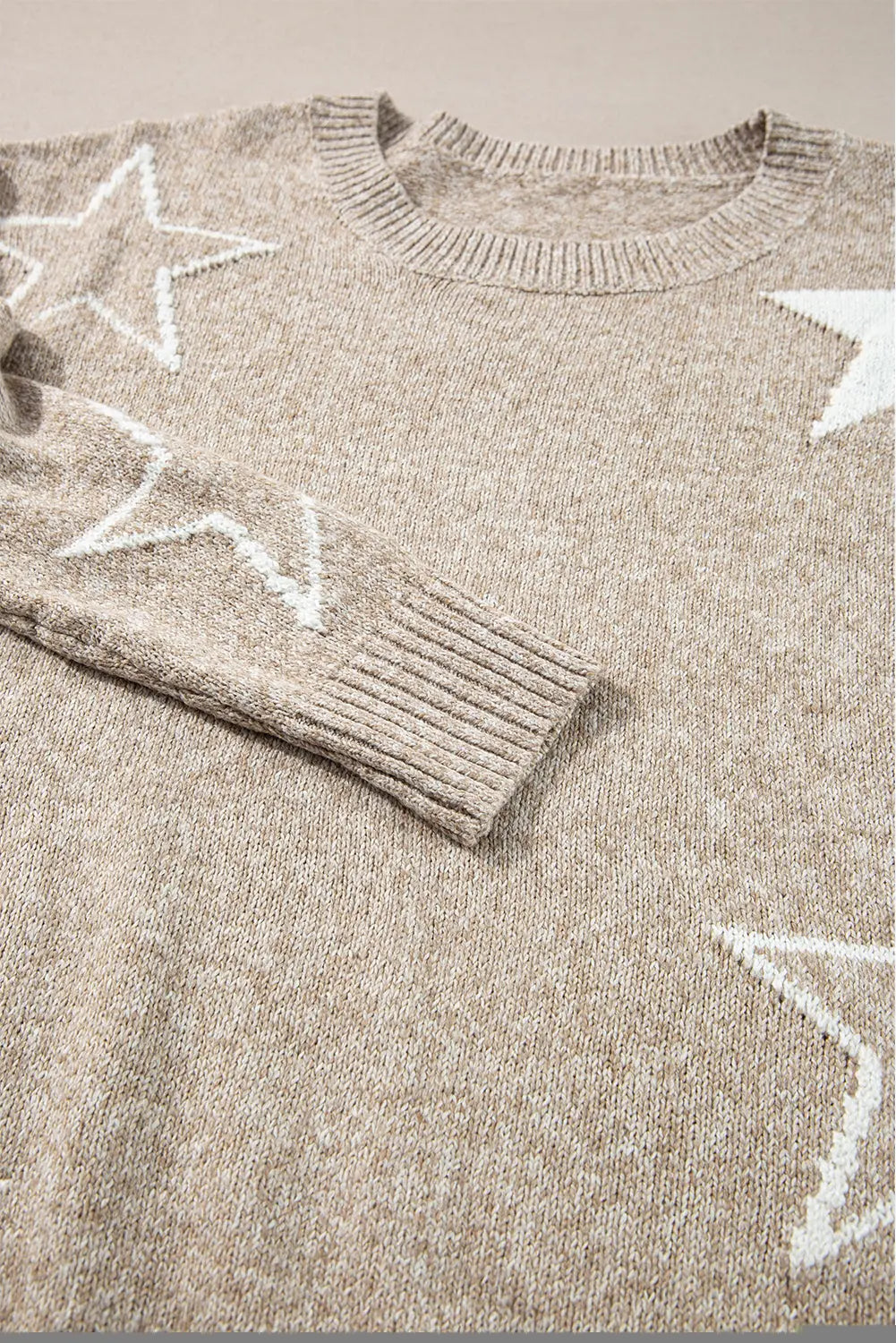 Green Star Pattern Drop Shoulder Sweater Beagle Boutique Fashion Outlet