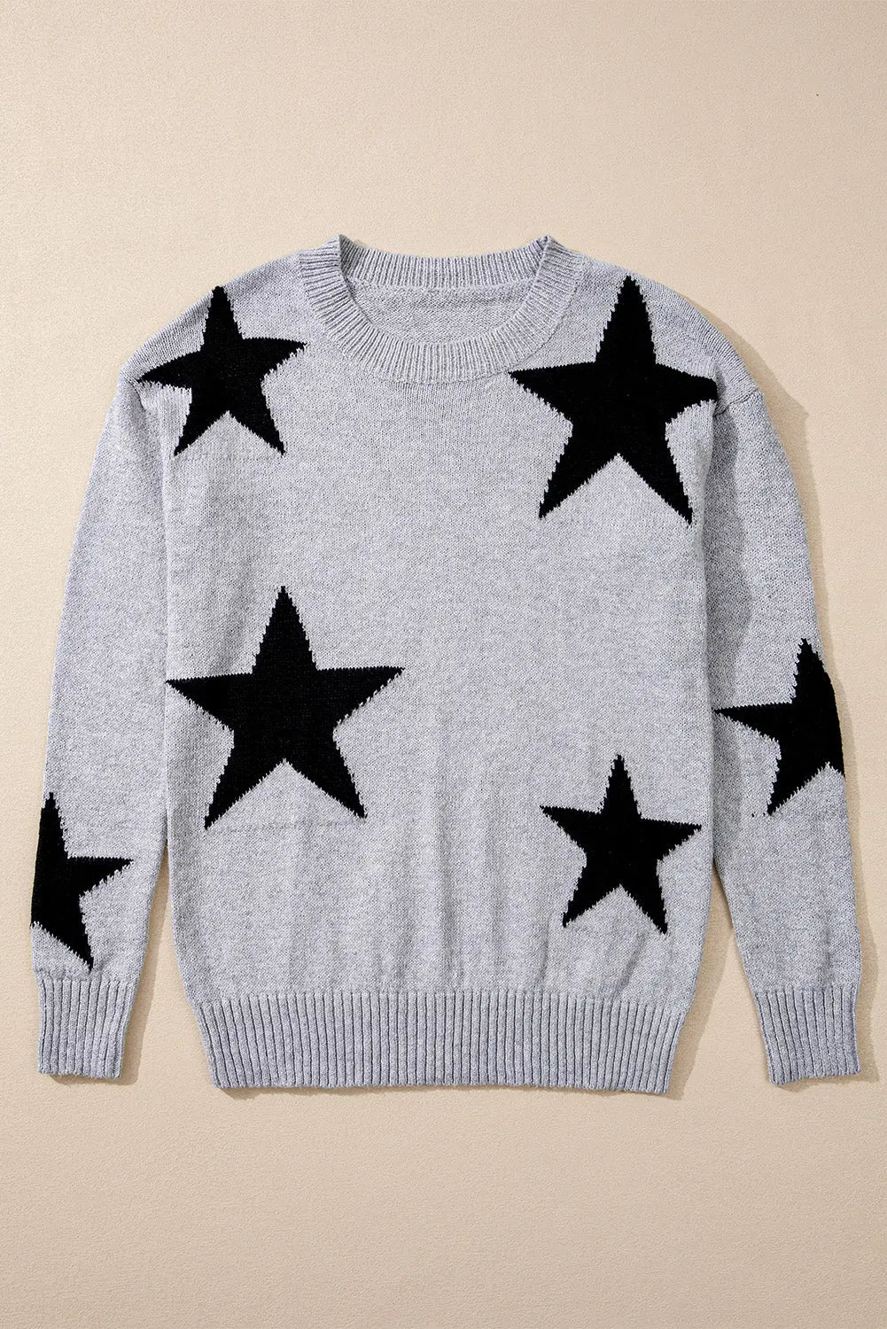 Green Star Pattern Drop Shoulder Sweater Beagle Boutique Fashion Outlet