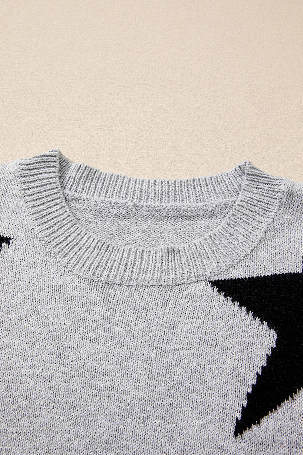 Green Star Pattern Drop Shoulder Sweater Beagle Boutique Fashion Outlet