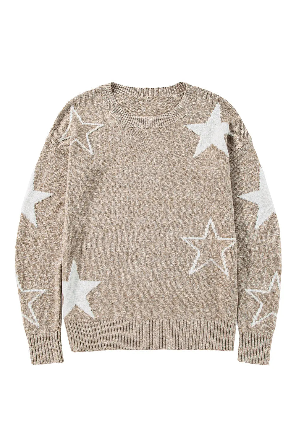 Green Star Pattern Drop Shoulder Sweater Beagle Boutique Fashion Outlet