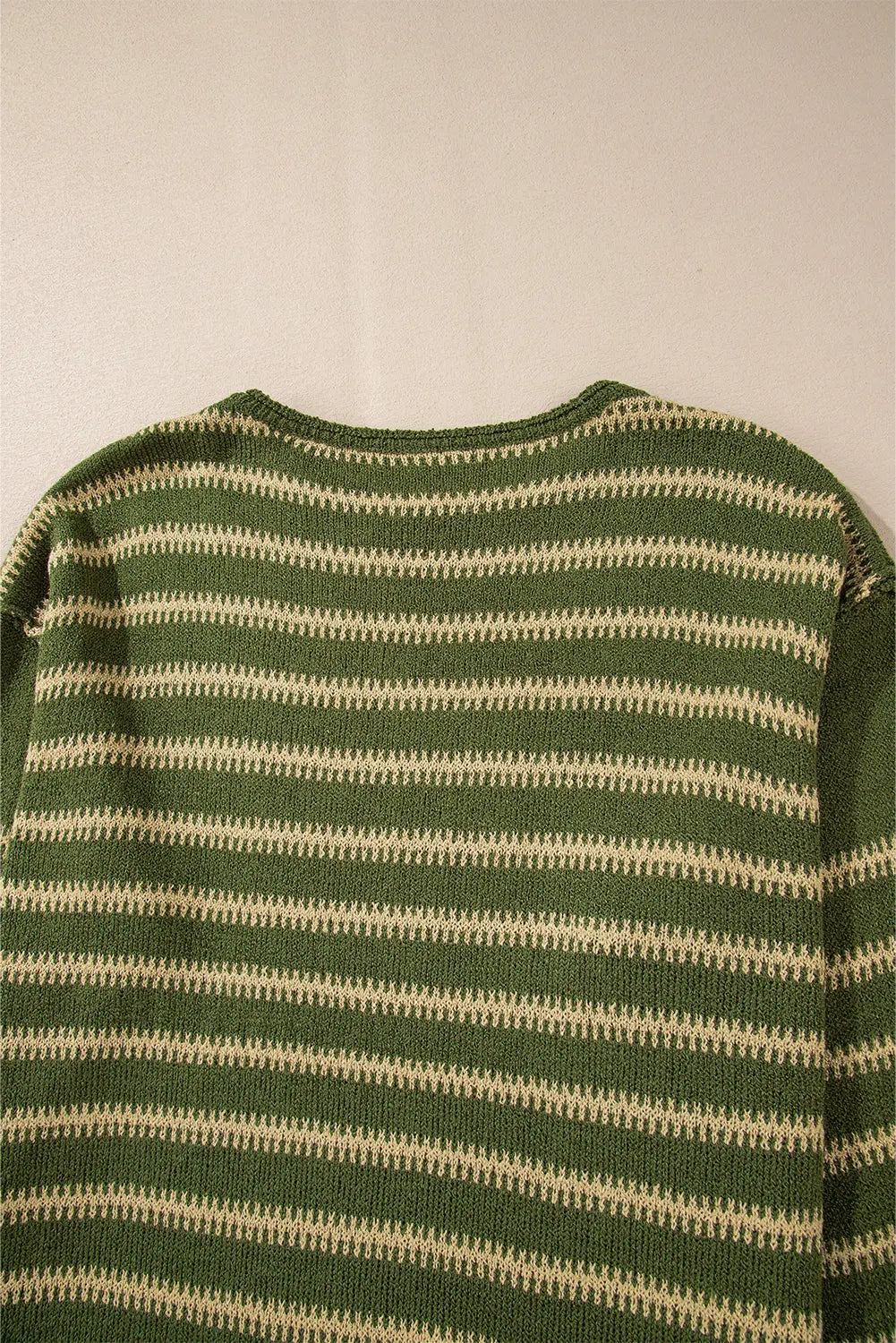 Green Stripe Drop Shoulder Casual Sweater Beagle Boutique Fashion Outlet