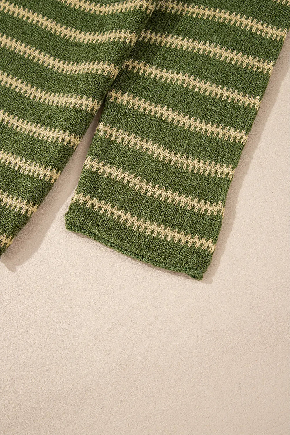 Green Stripe Drop Shoulder Casual Sweater Beagle Boutique Fashion Outlet