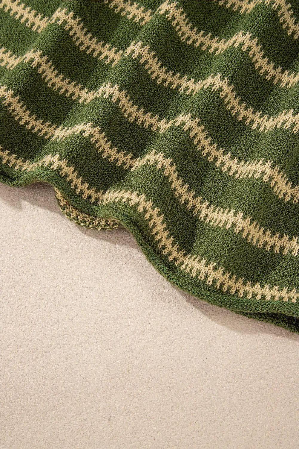 Green Stripe Drop Shoulder Casual Sweater Beagle Boutique Fashion Outlet