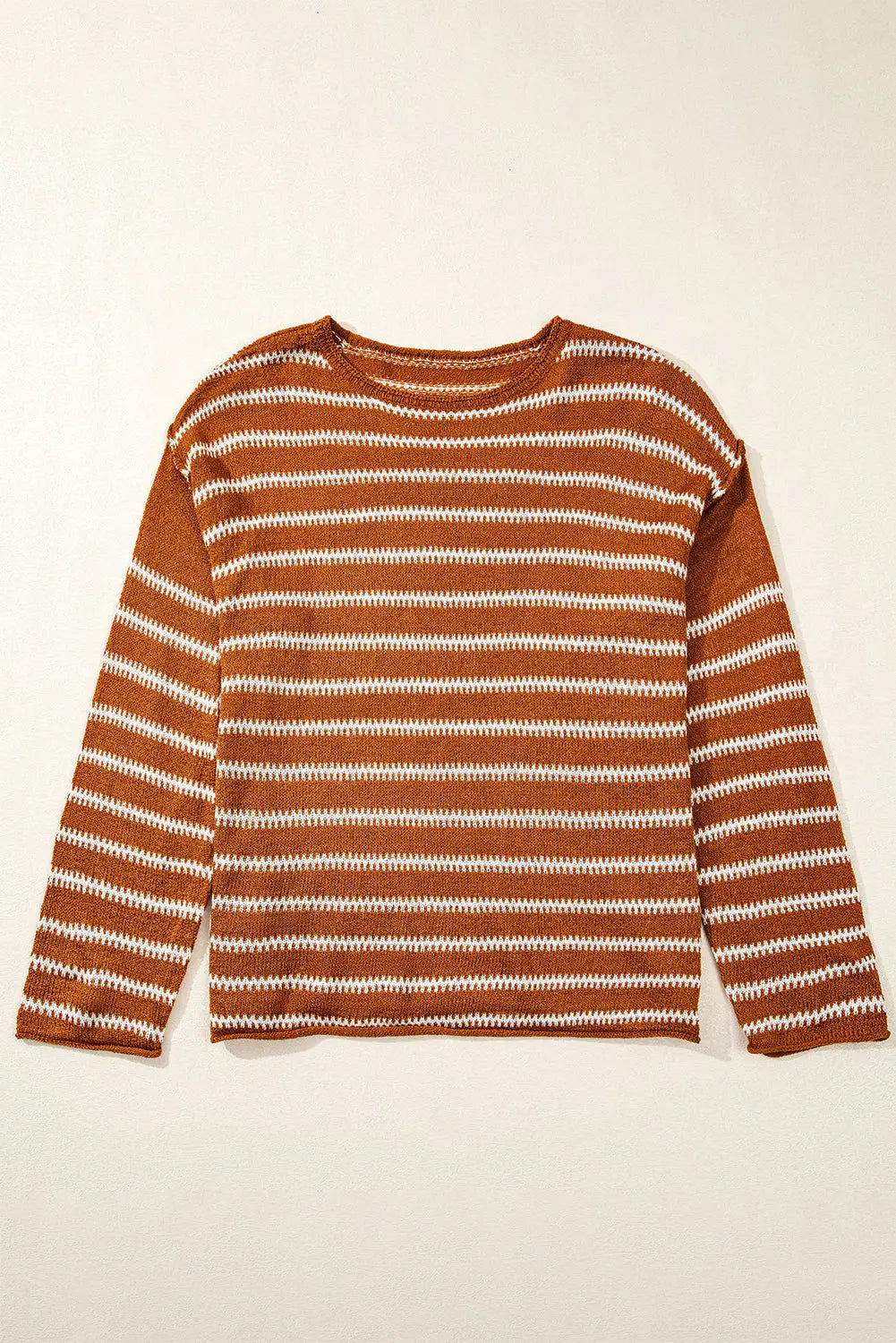 Green Stripe Drop Shoulder Casual Sweater Beagle Boutique Fashion Outlet