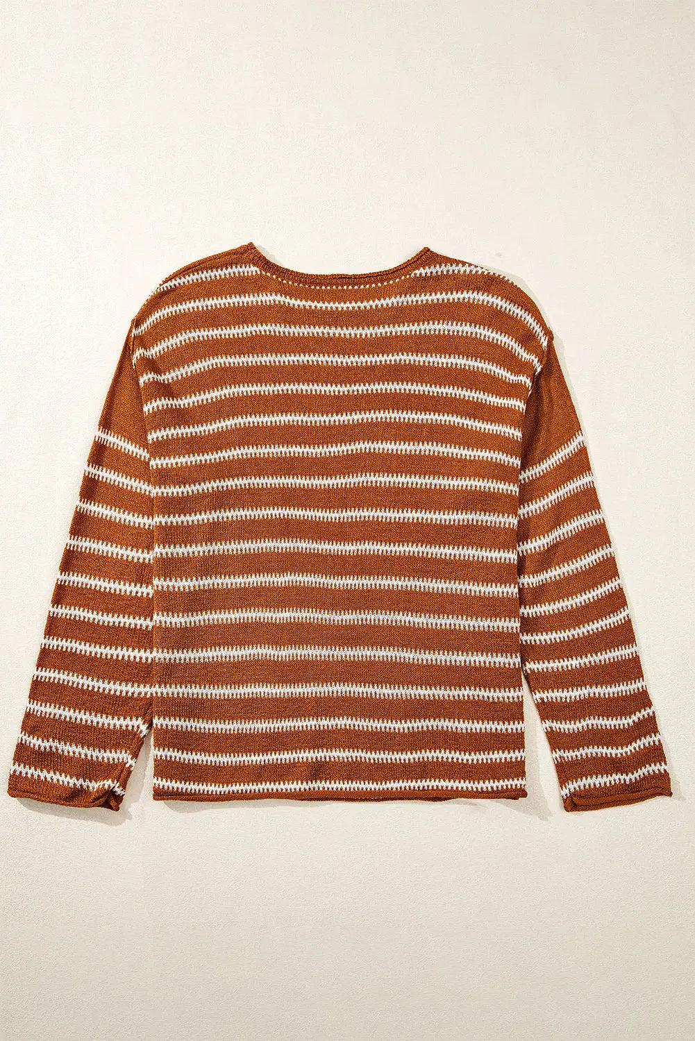 Green Stripe Drop Shoulder Casual Sweater Beagle Boutique Fashion Outlet