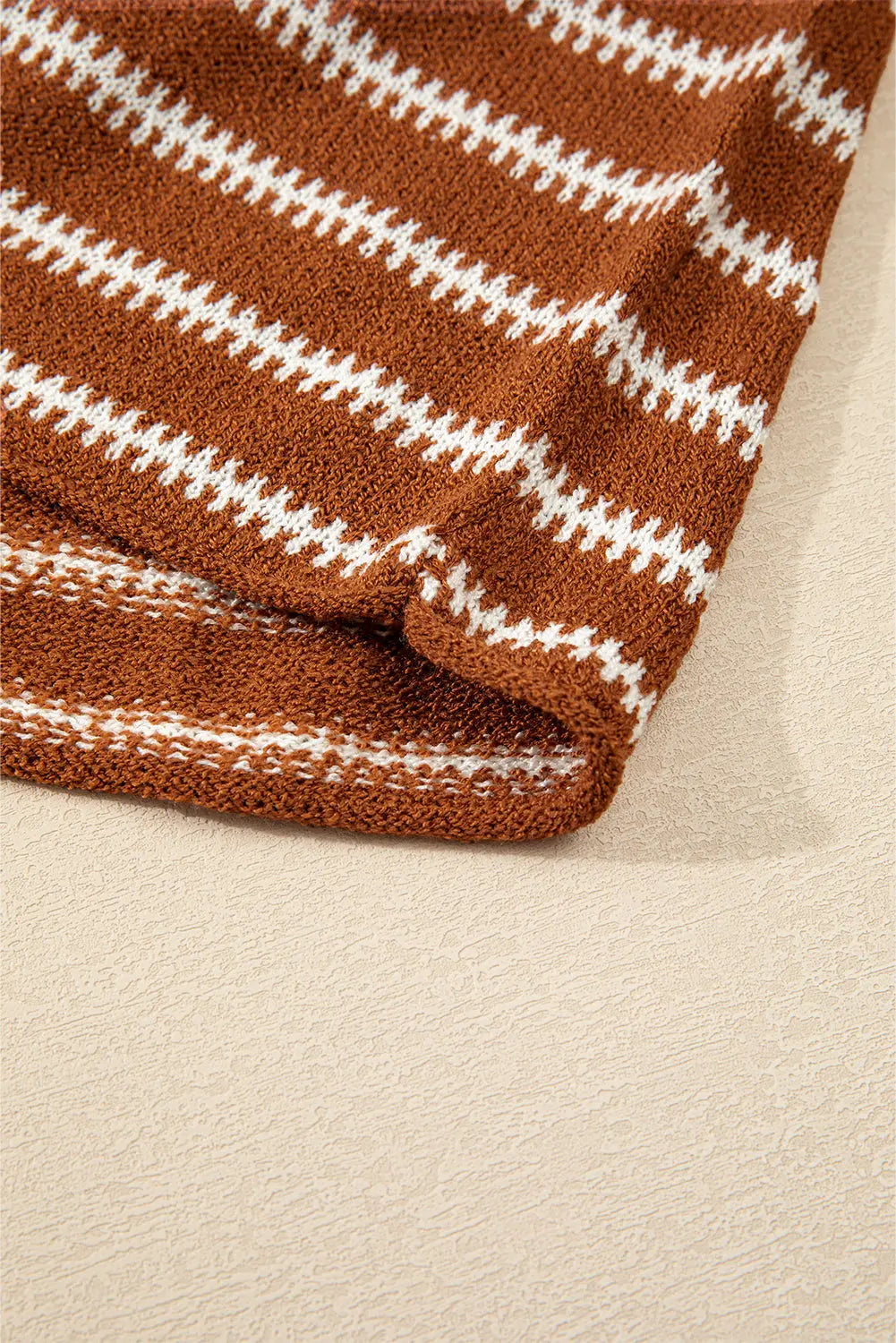 Green Stripe Drop Shoulder Casual Sweater Beagle Boutique Fashion Outlet