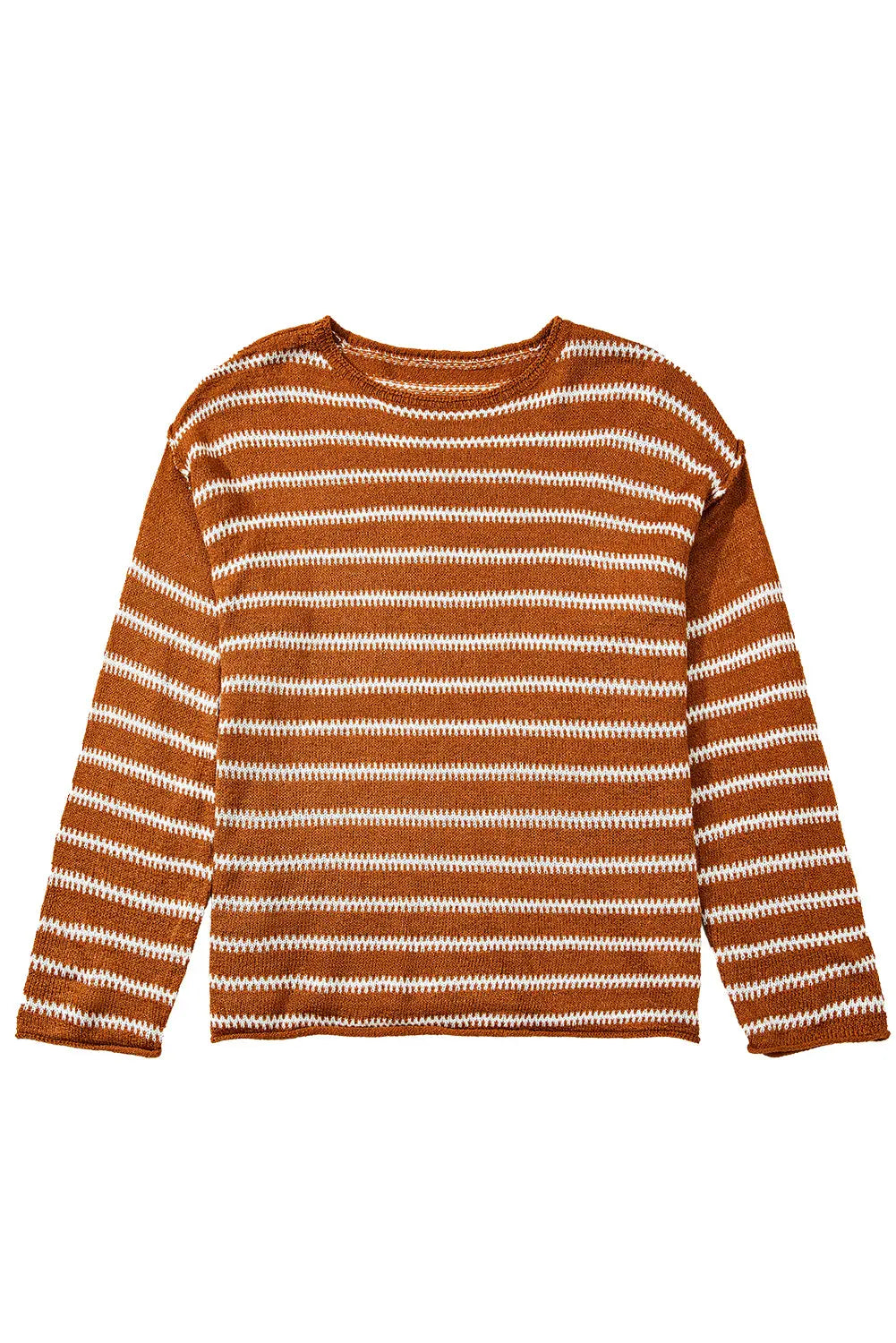 Green Stripe Drop Shoulder Casual Sweater Beagle Boutique Fashion Outlet
