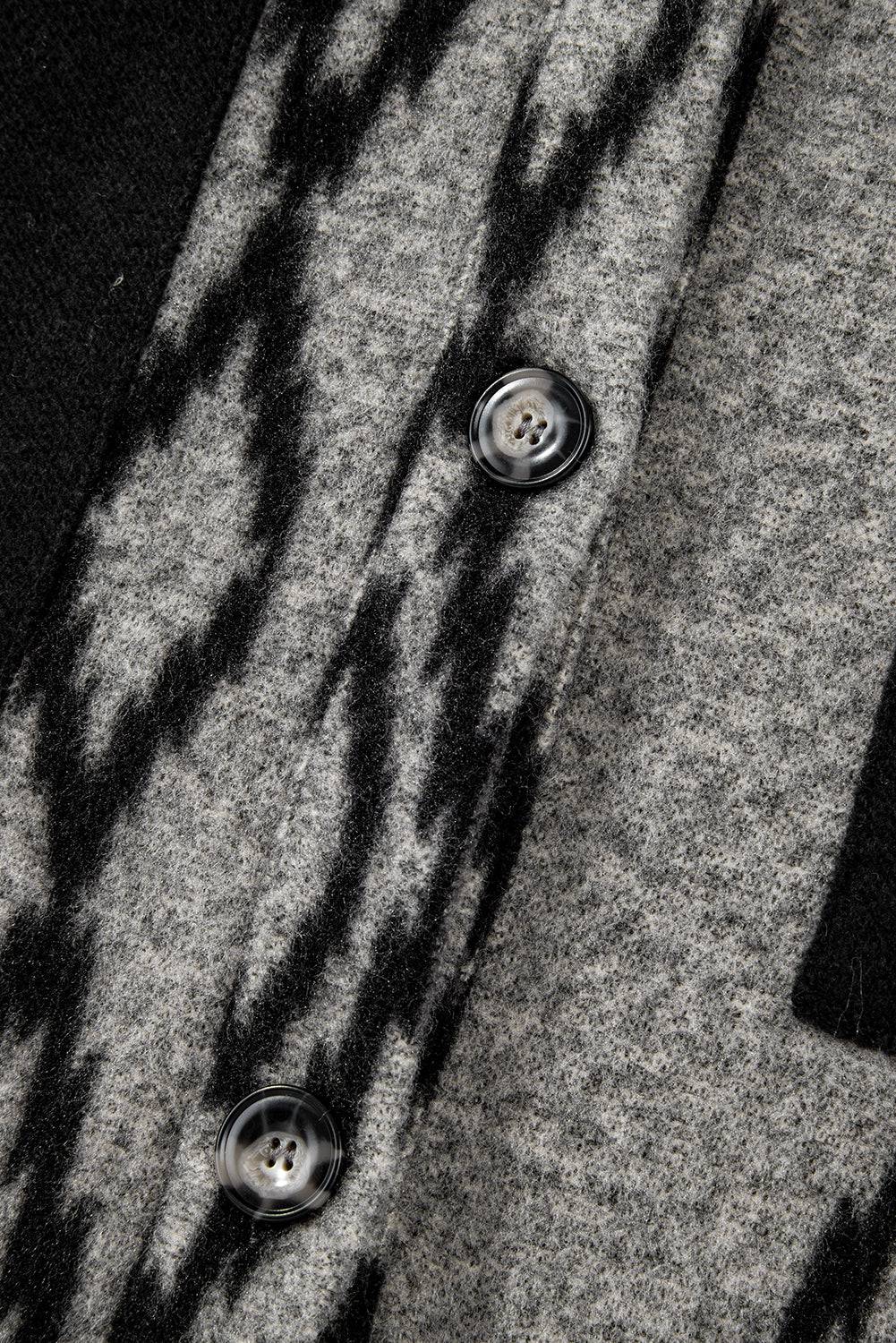 Grey Aztec Contrast Chest Pockets Loose Shacket - BB Fashion Outlet
