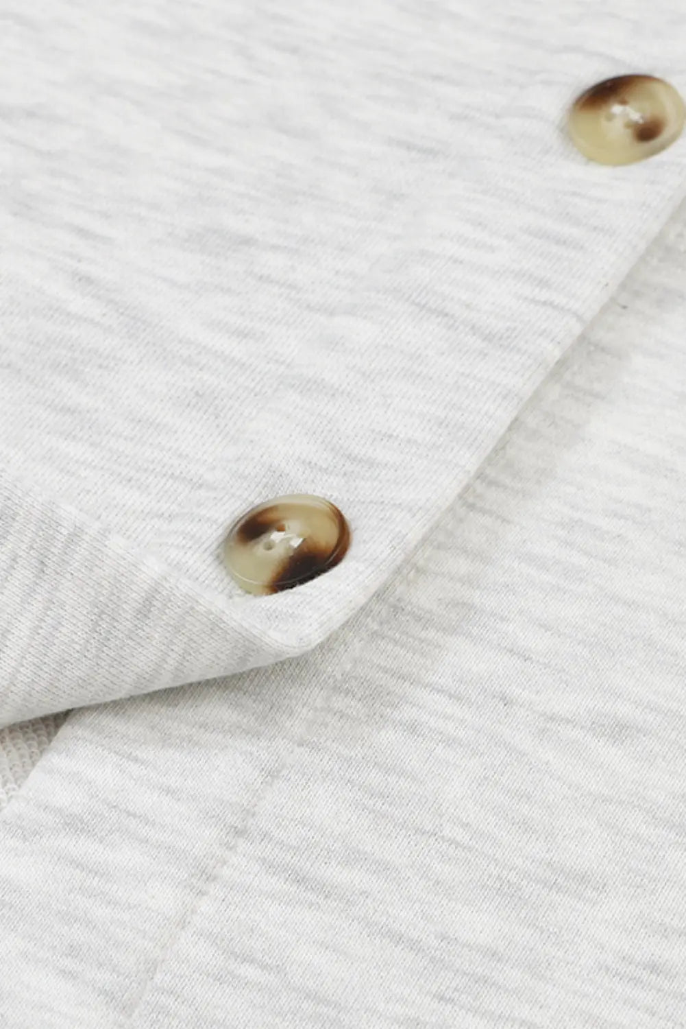 Grey Button Up Contrast Knitted Sleeves Hooded Jacket - eAura