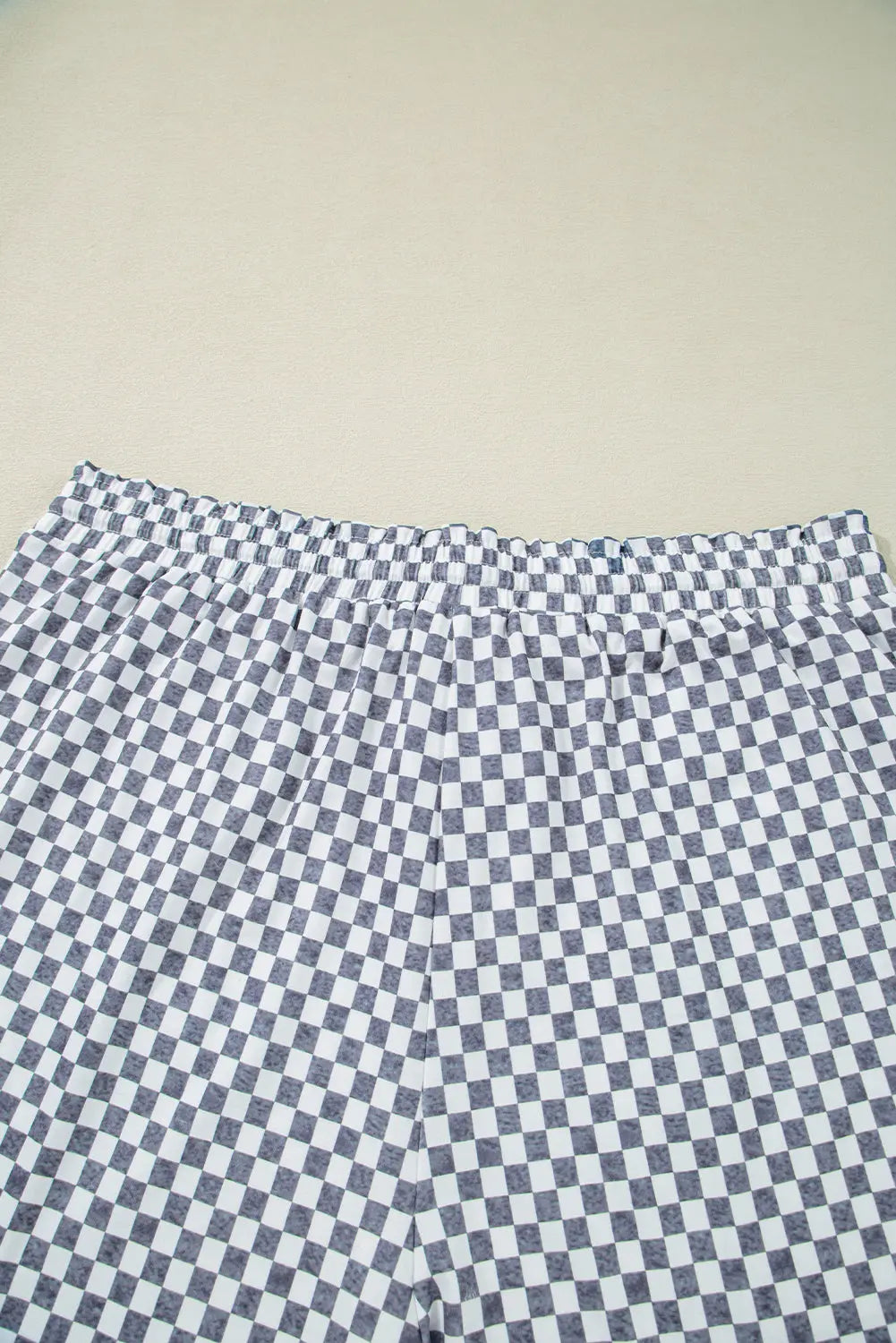 Grey Checkerboard Lace-Up High Waist Plus Size Casual Shorts - Size/Plus Bottoms