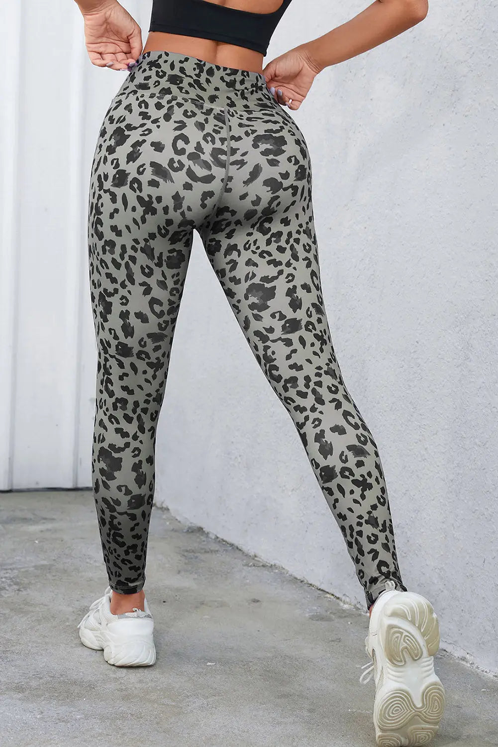 Grey Classic Leopard Print Active Leggings eAura