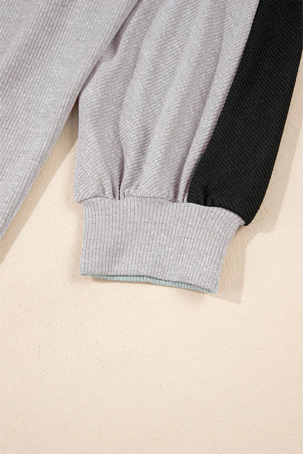 Grey Colourblock Ribbed Collared Oversized Sweatshirt eAura