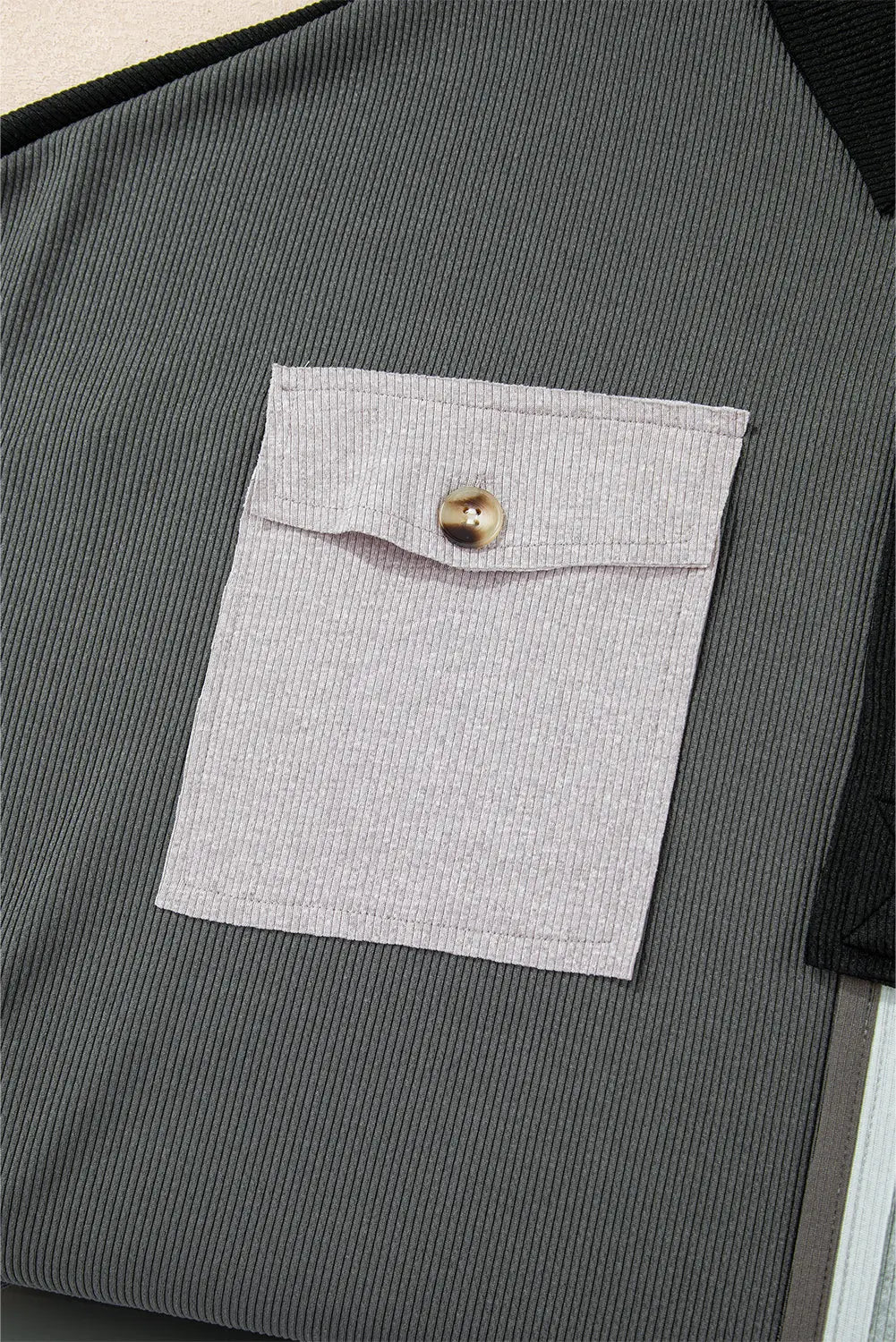 Grey Colourblock Ribbed Collared Oversized Sweatshirt eAura