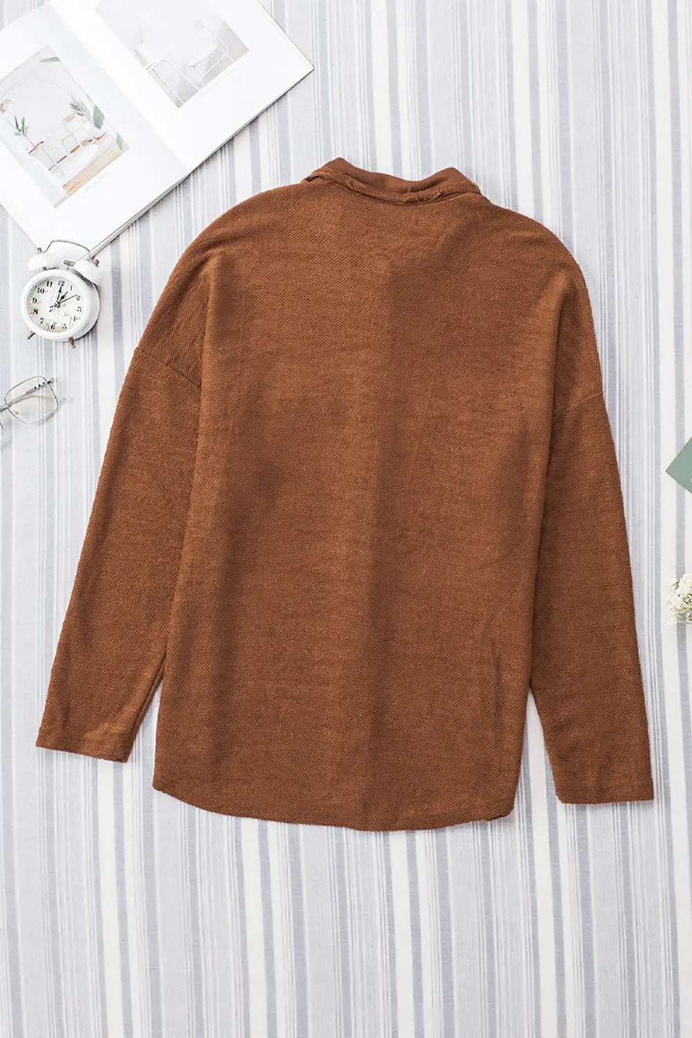 Grey Contrast Flap Pockets Relaxed Shacket - eAura